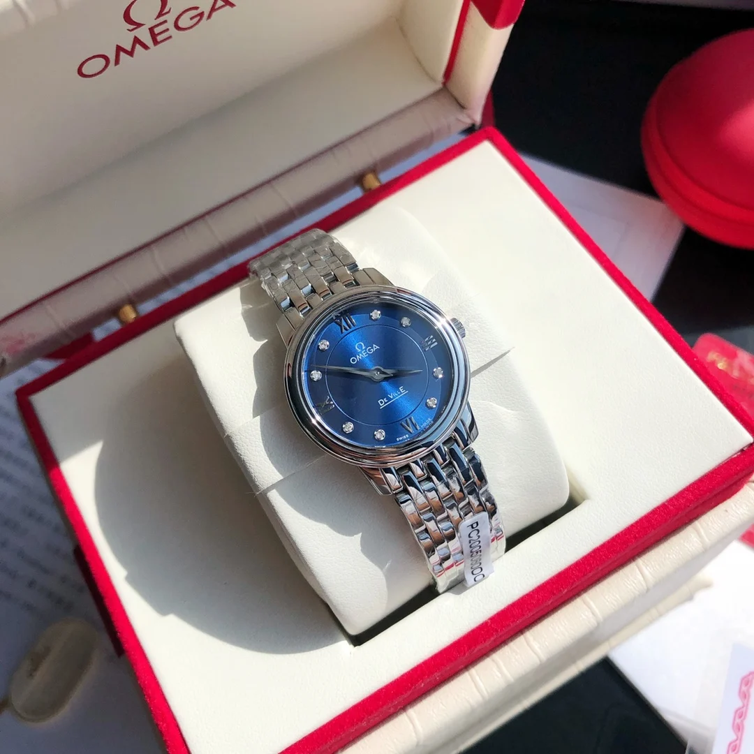 Omega De Ville Steel White Dial Diamond-Set 27.4mm — photographed off the sweep