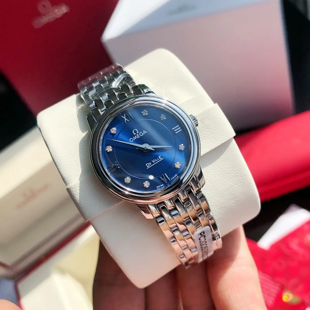 Omega De Ville Steel White Dial Diamond-Set 27.4mm — photographed off the sweep