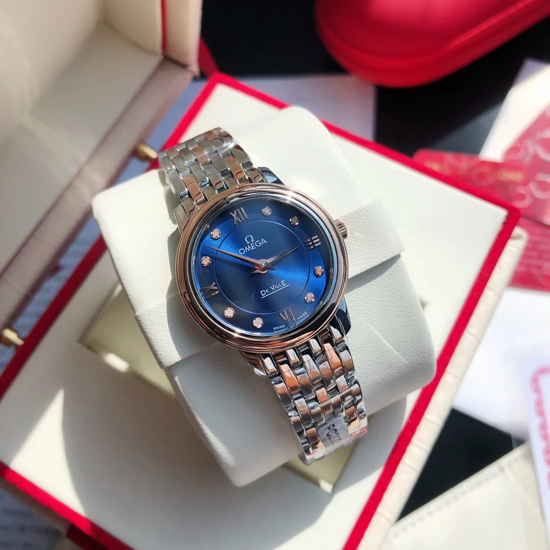 Omega De Ville Steel White Dial Diamond-Set 27.4mm — photographed off the sweep