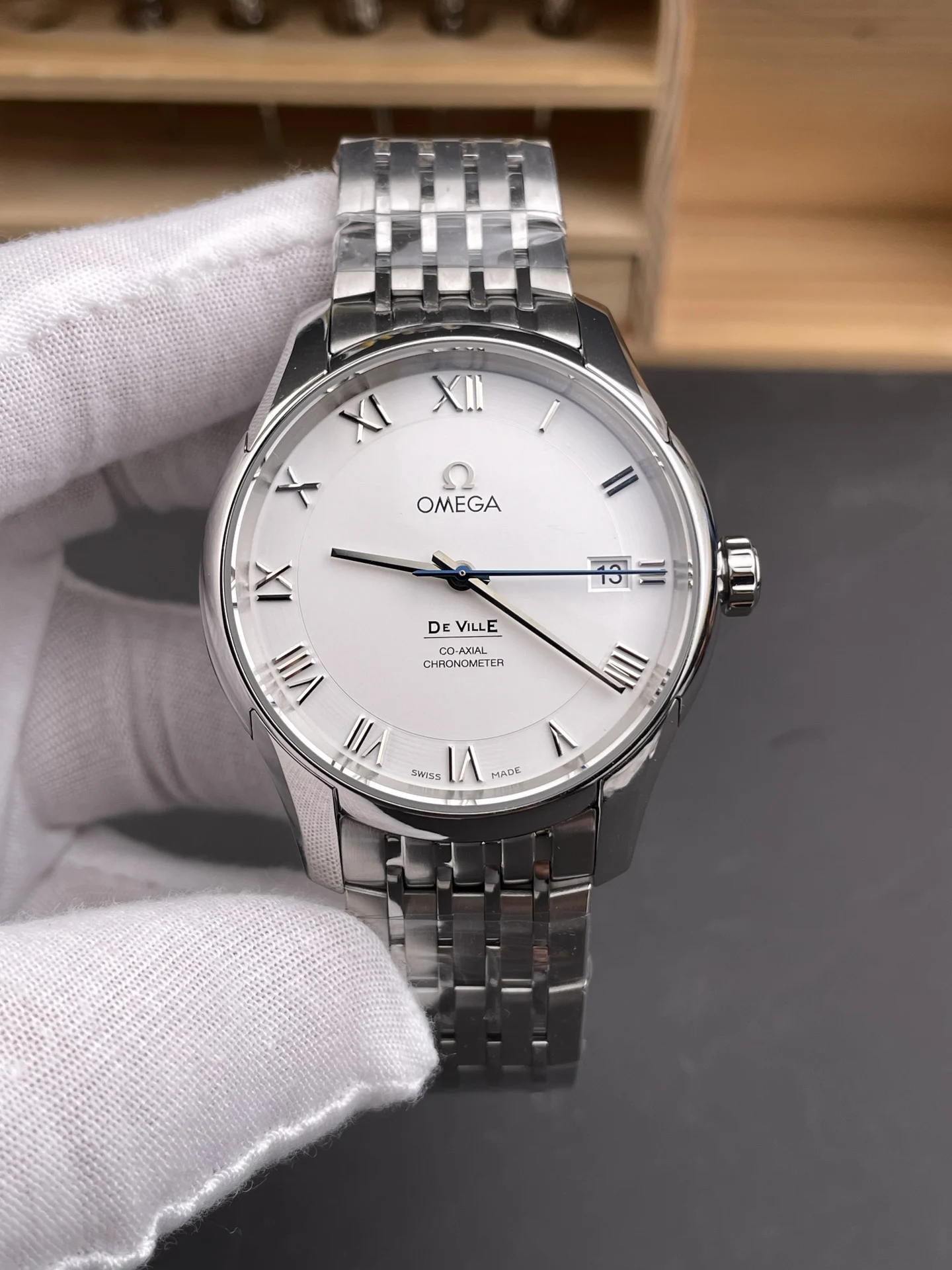 Omega De Ville White Dial 41mm — photographed off the sweep