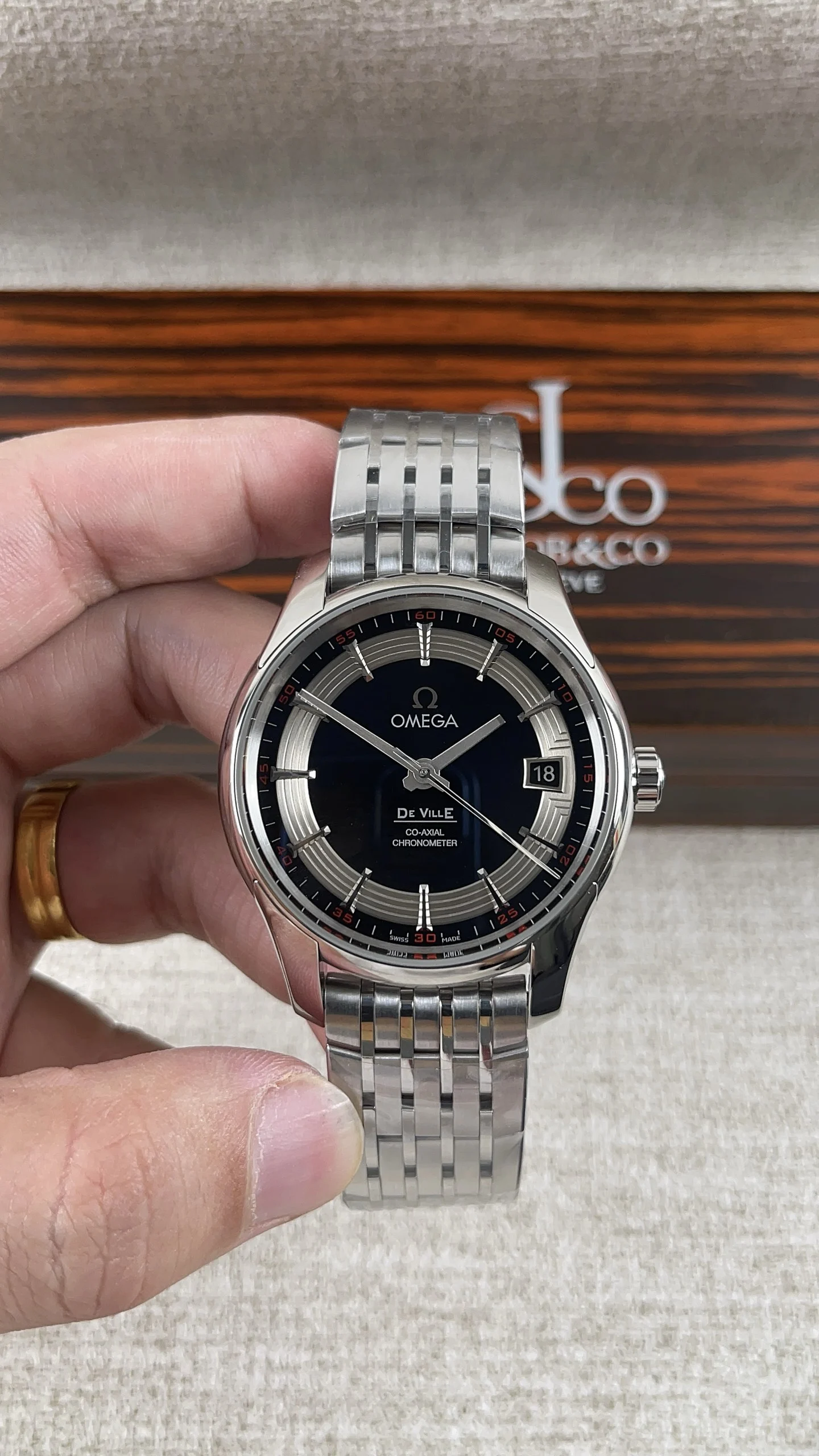 Omega European and American style owl side-panel transparent — photographed off the sweep