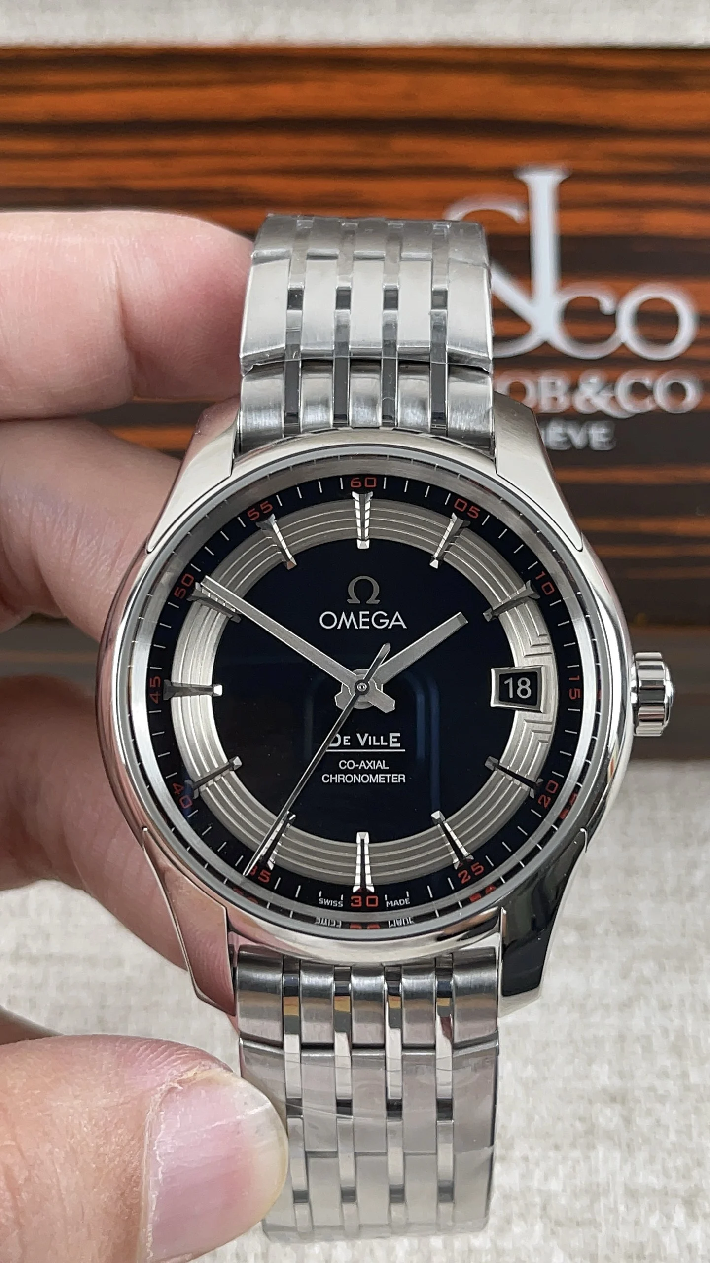 Omega European and American style owl side-panel transparent — photographed off the sweep