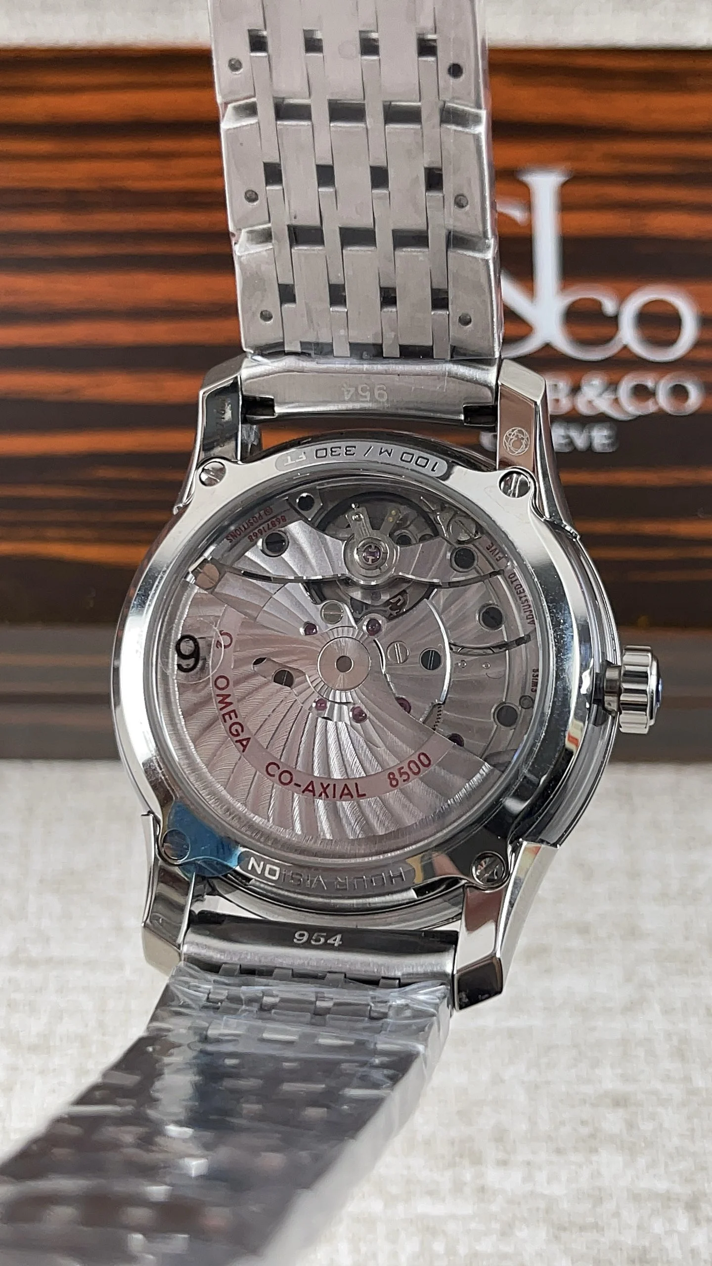 Omega European and American style owl side-panel transparent — photographed off the sweep
