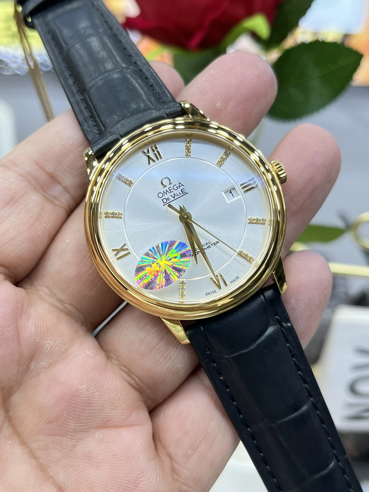 Omega Golden Butterfly — photographed off the sweep