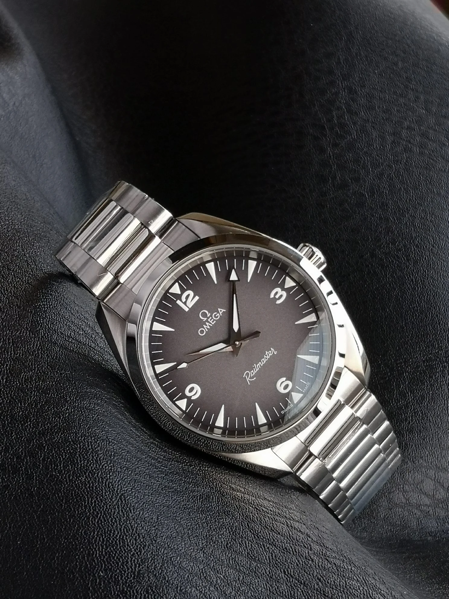 Omega Grey Dial 38mm — photographed off the sweep