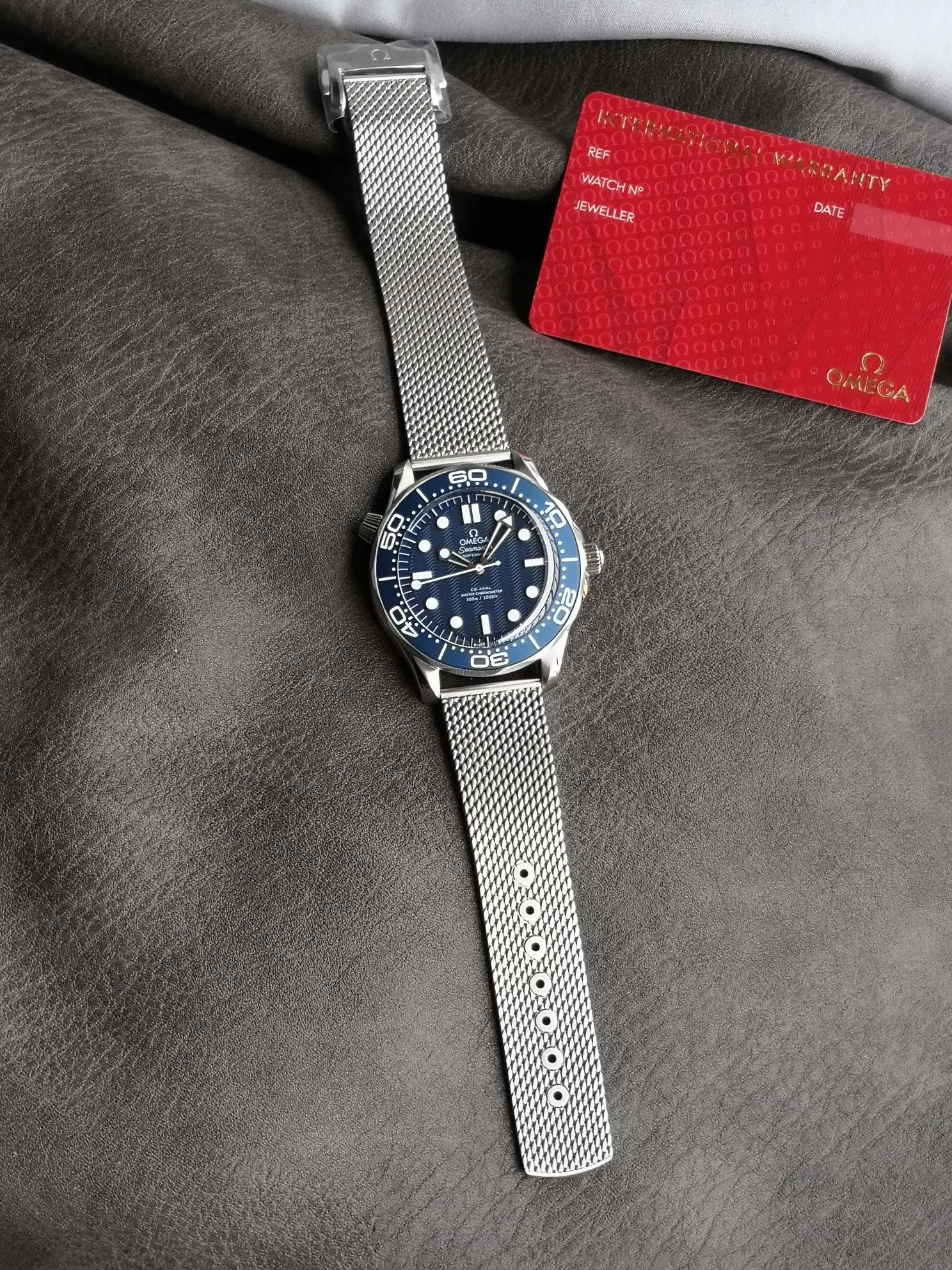 Omega Seamaster 210.30.42.20.03.002 — photographed off the sweep