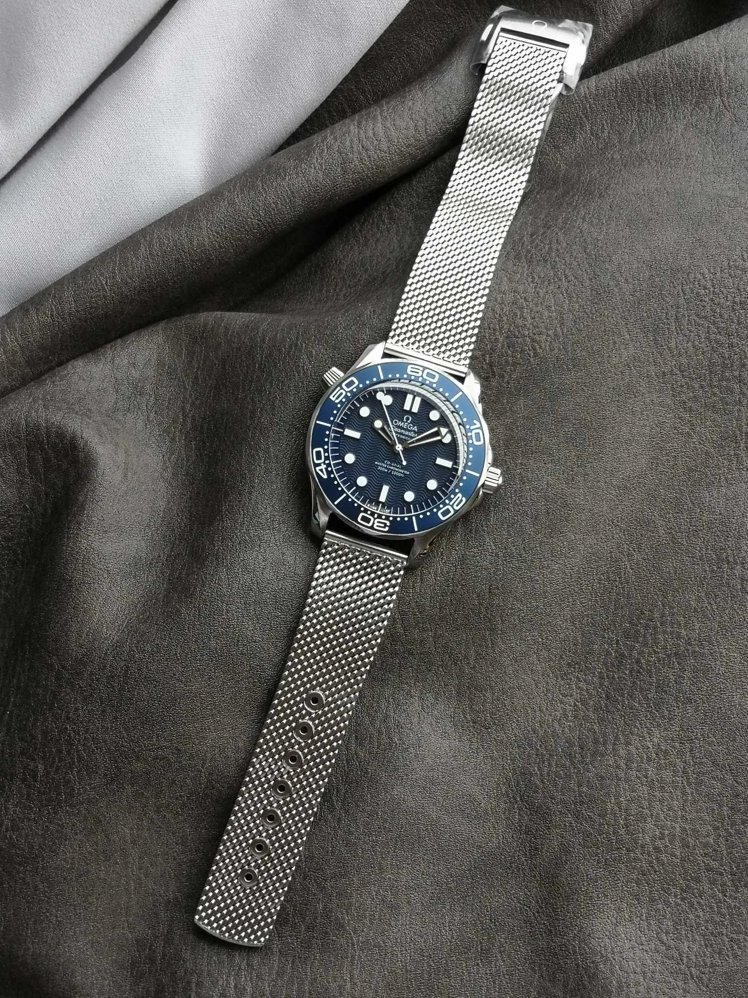 Omega Seamaster 210.30.42.20.03.002 — photographed off the sweep