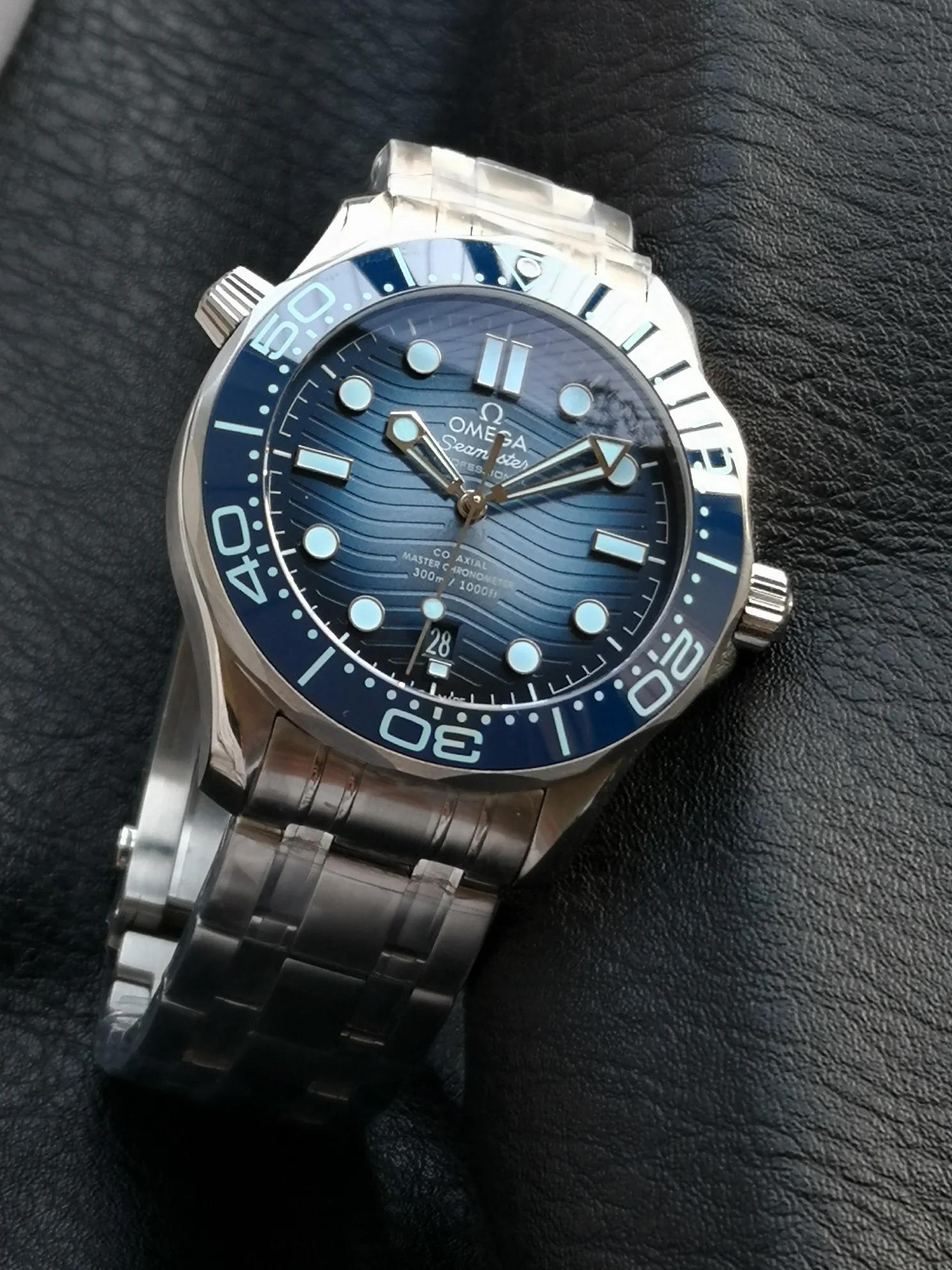 Omega Seamaster 210.30.42.20.03.003 — photographed off the sweep