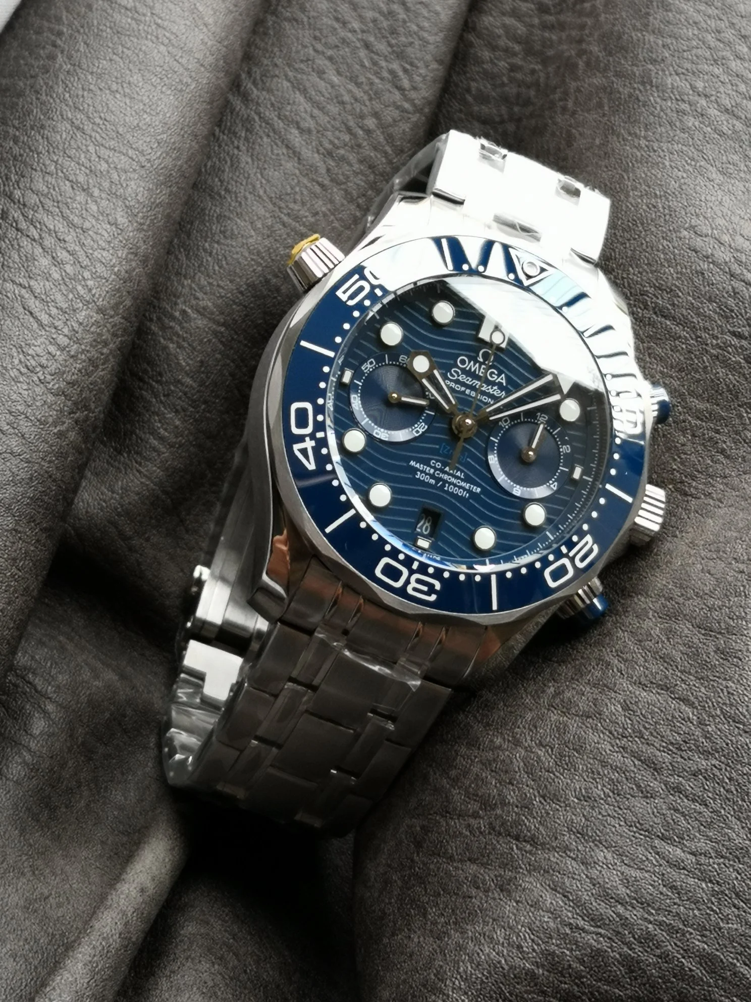 Omega Seamaster 210.30.44.51.03.001 — photographed off the sweep