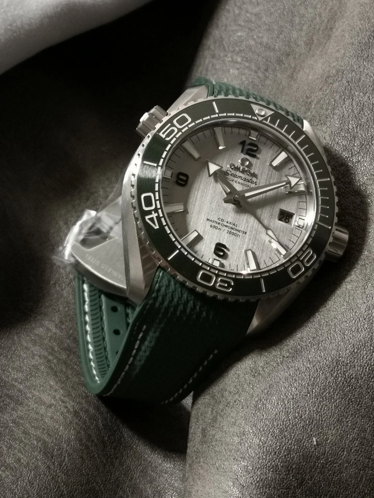 Omega Seamaster 215.32.44.21.06.001 — photographed off the sweep
