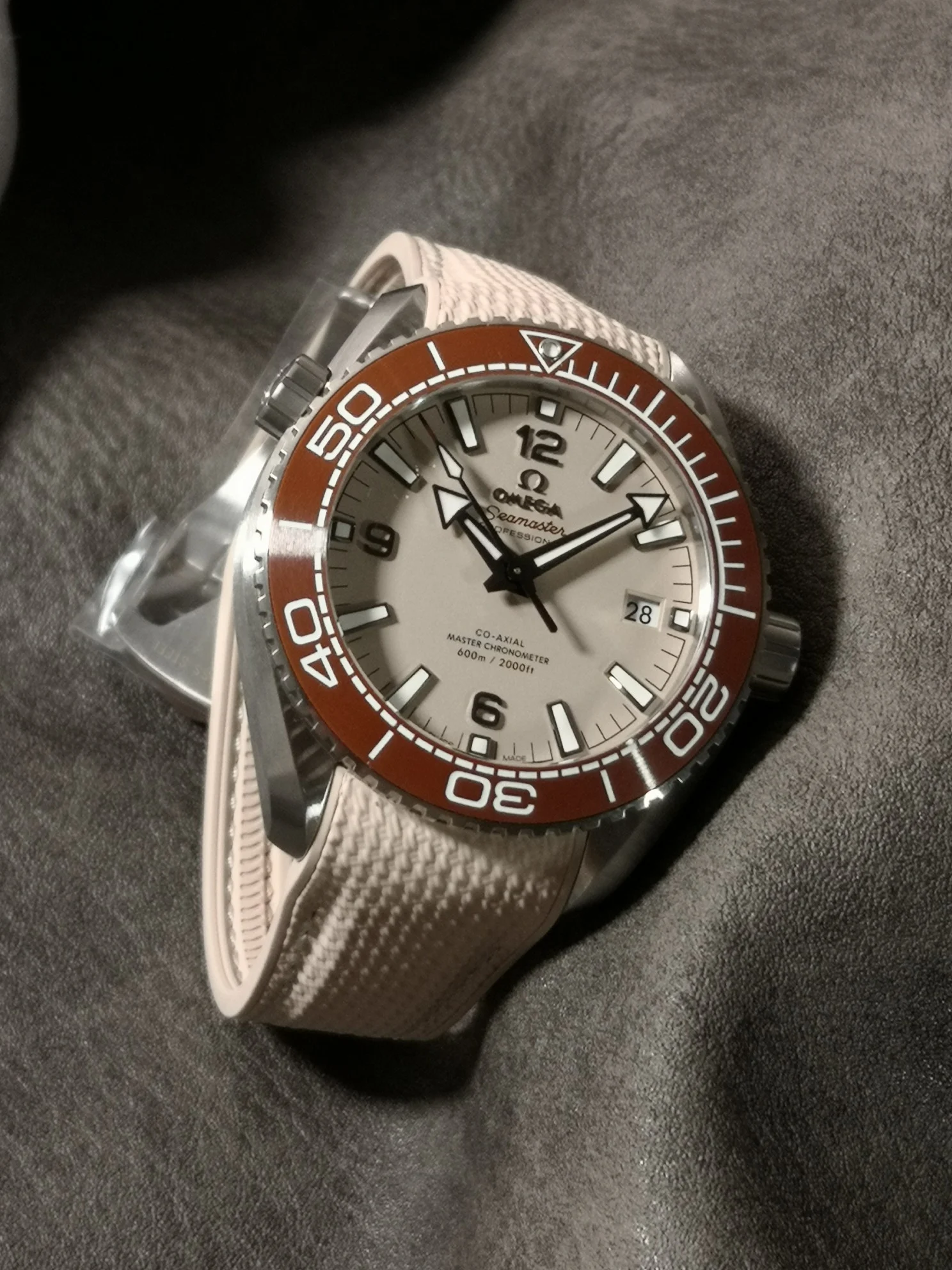 Omega Seamaster 215.32.44.21.09.001 — photographed off the sweep