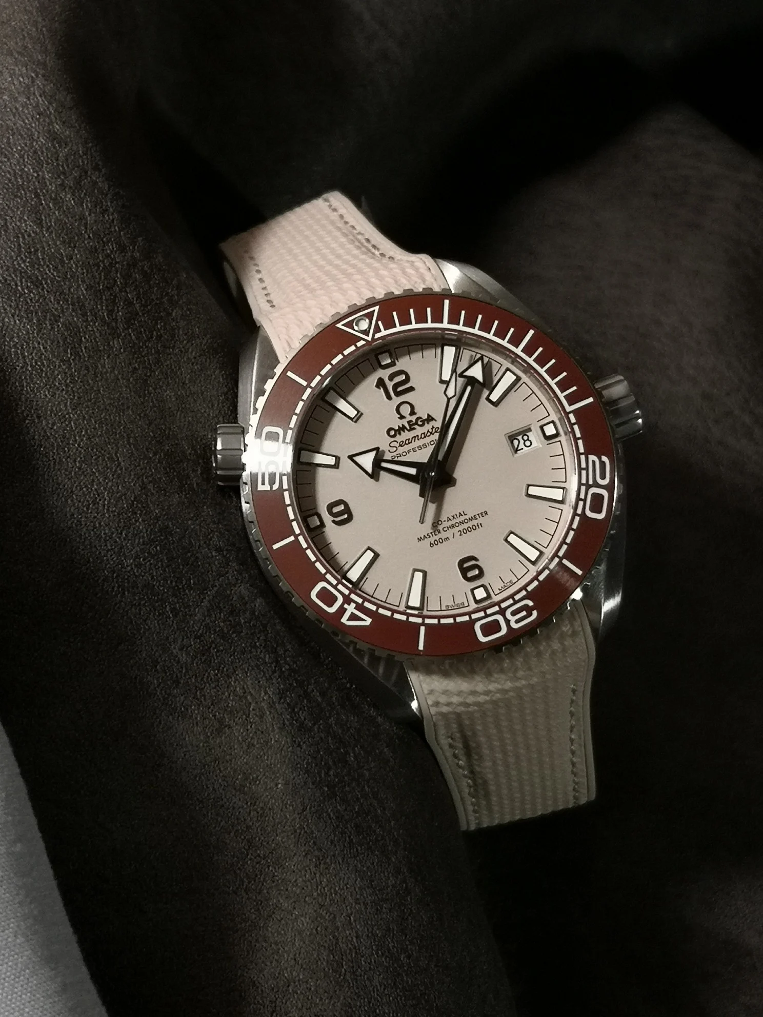 Omega Seamaster 215.32.44.21.09.001 — photographed off the sweep