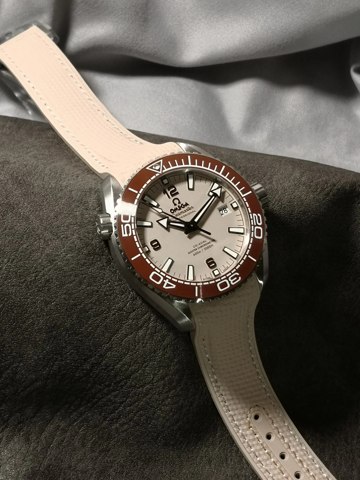 Omega Seamaster 215.32.44.21.09.001 — photographed off the sweep