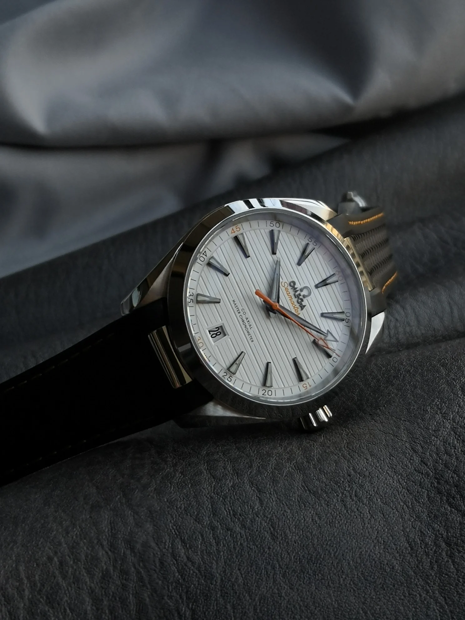 Omega Seamaster 220.12.41.21.02.002 — photographed off the sweep