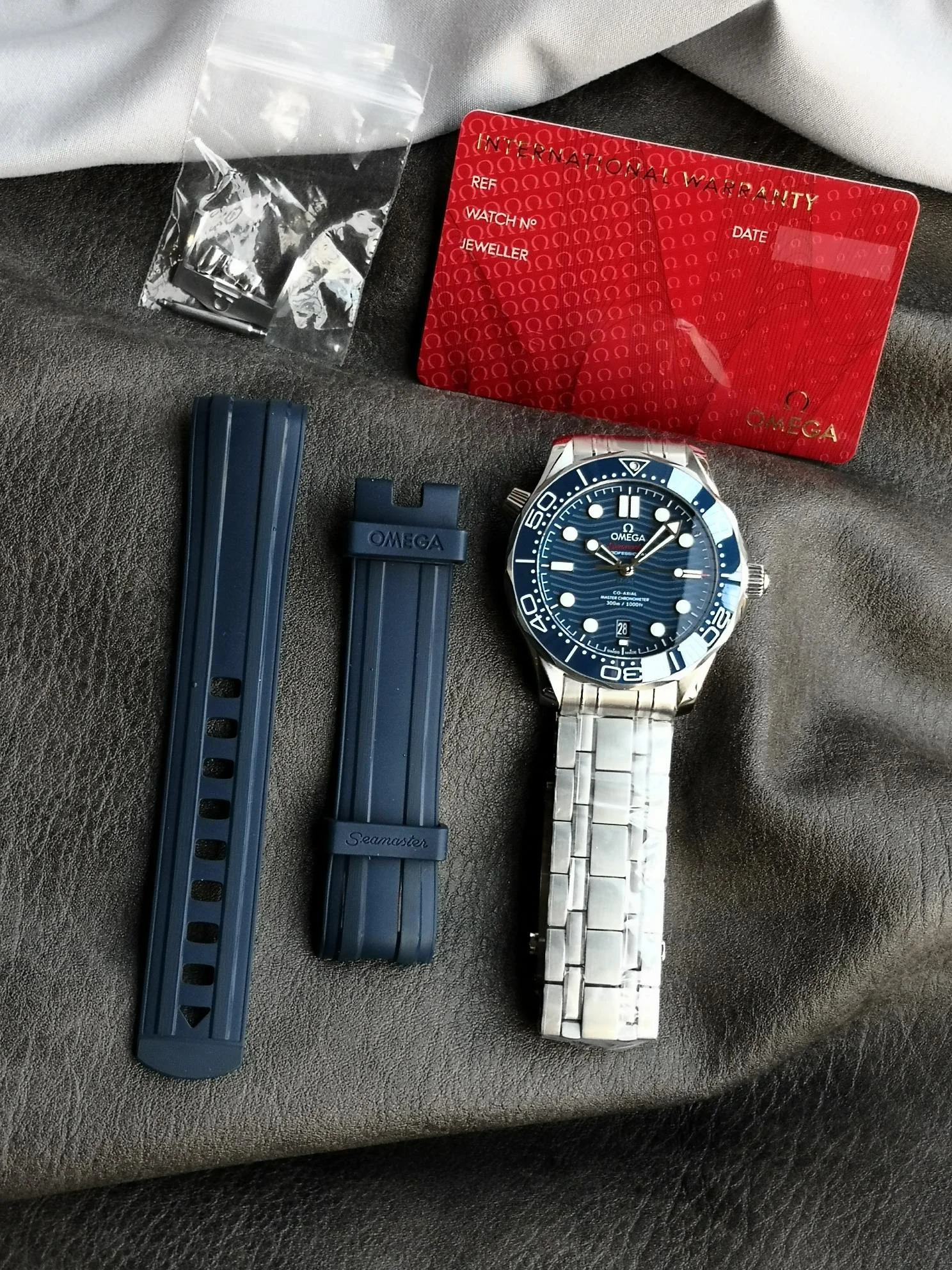 Omega Seamaster 220.12.41.21.03.008 — photographed off the sweep