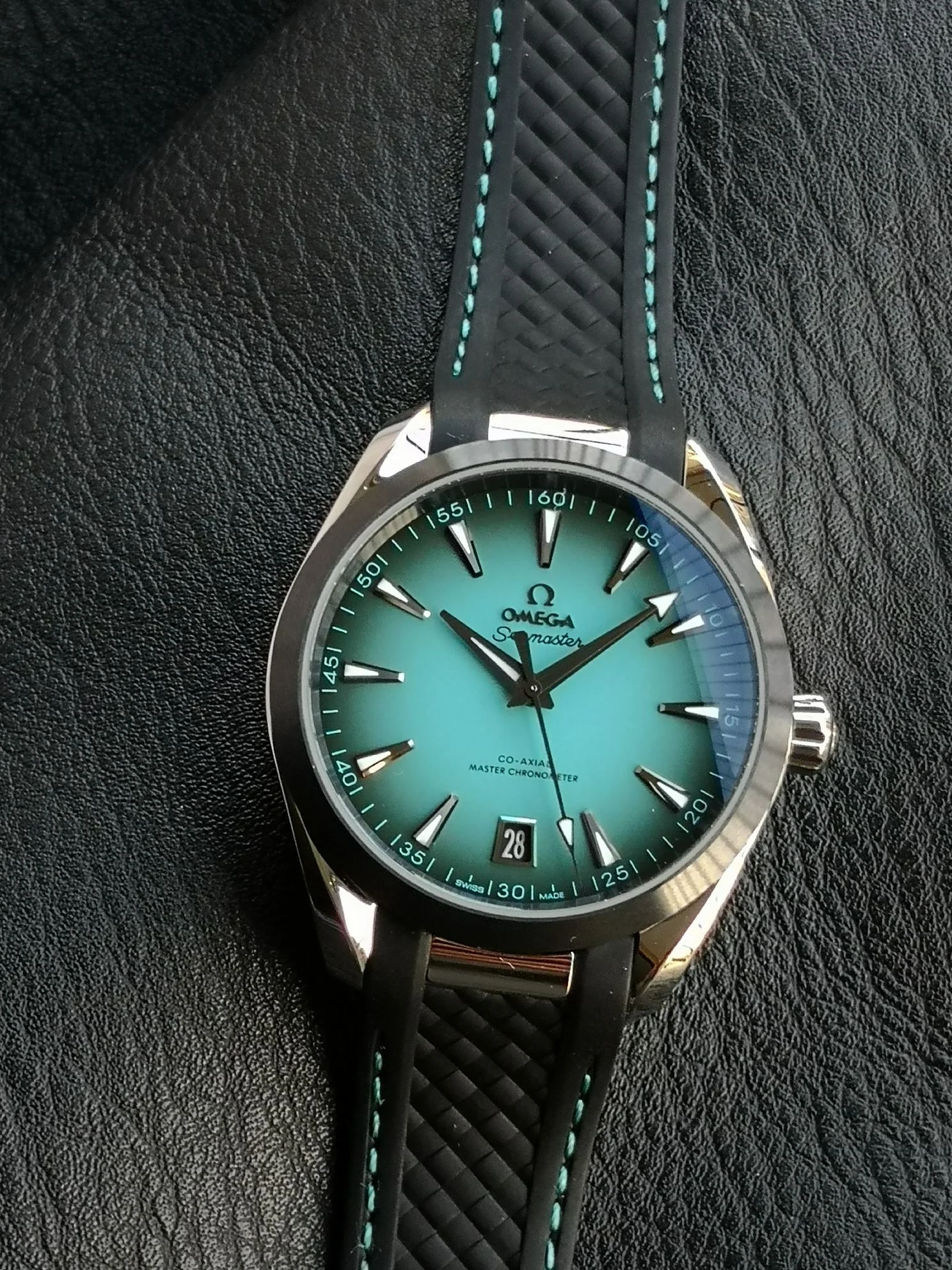 Omega Seamaster 220.32.41.21.03.001 — photographed off the sweep