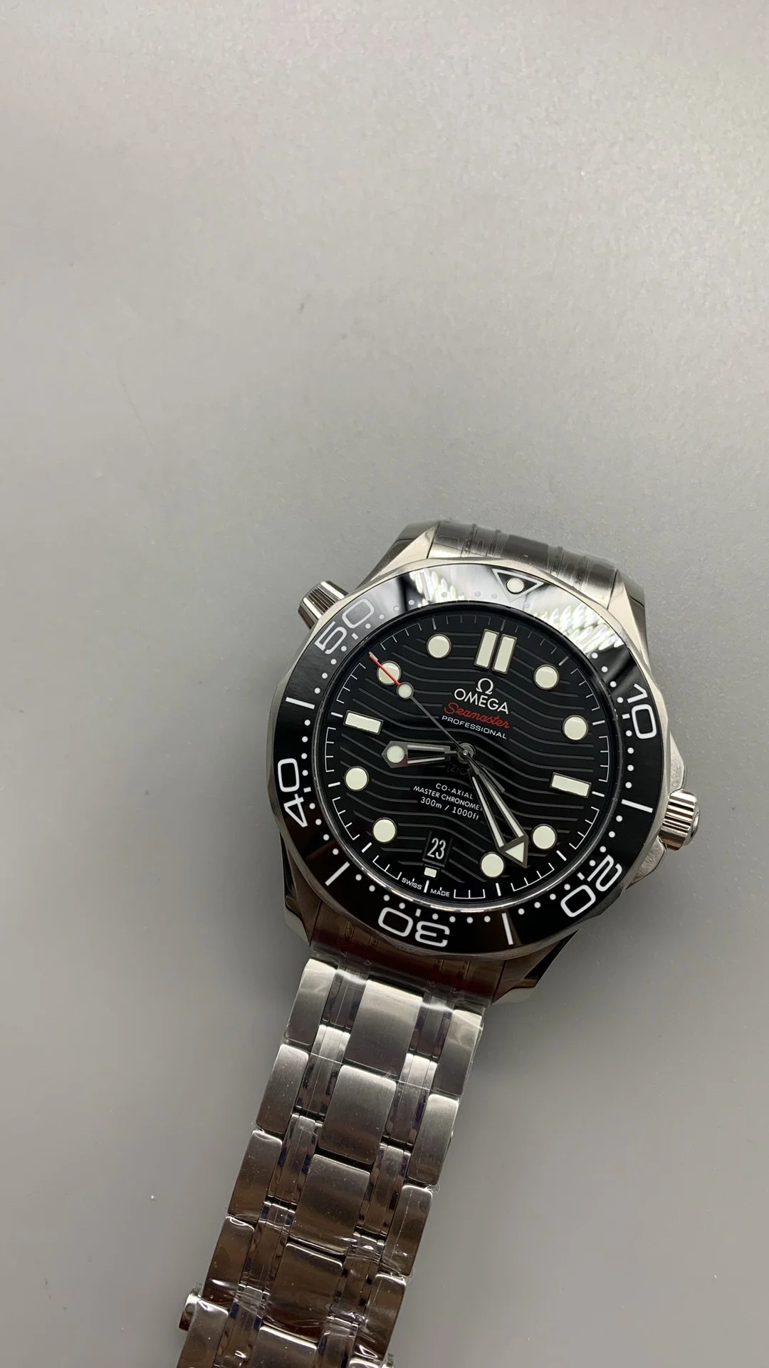 Omega Seamaster 300 Black Dial — photographed off the sweep
