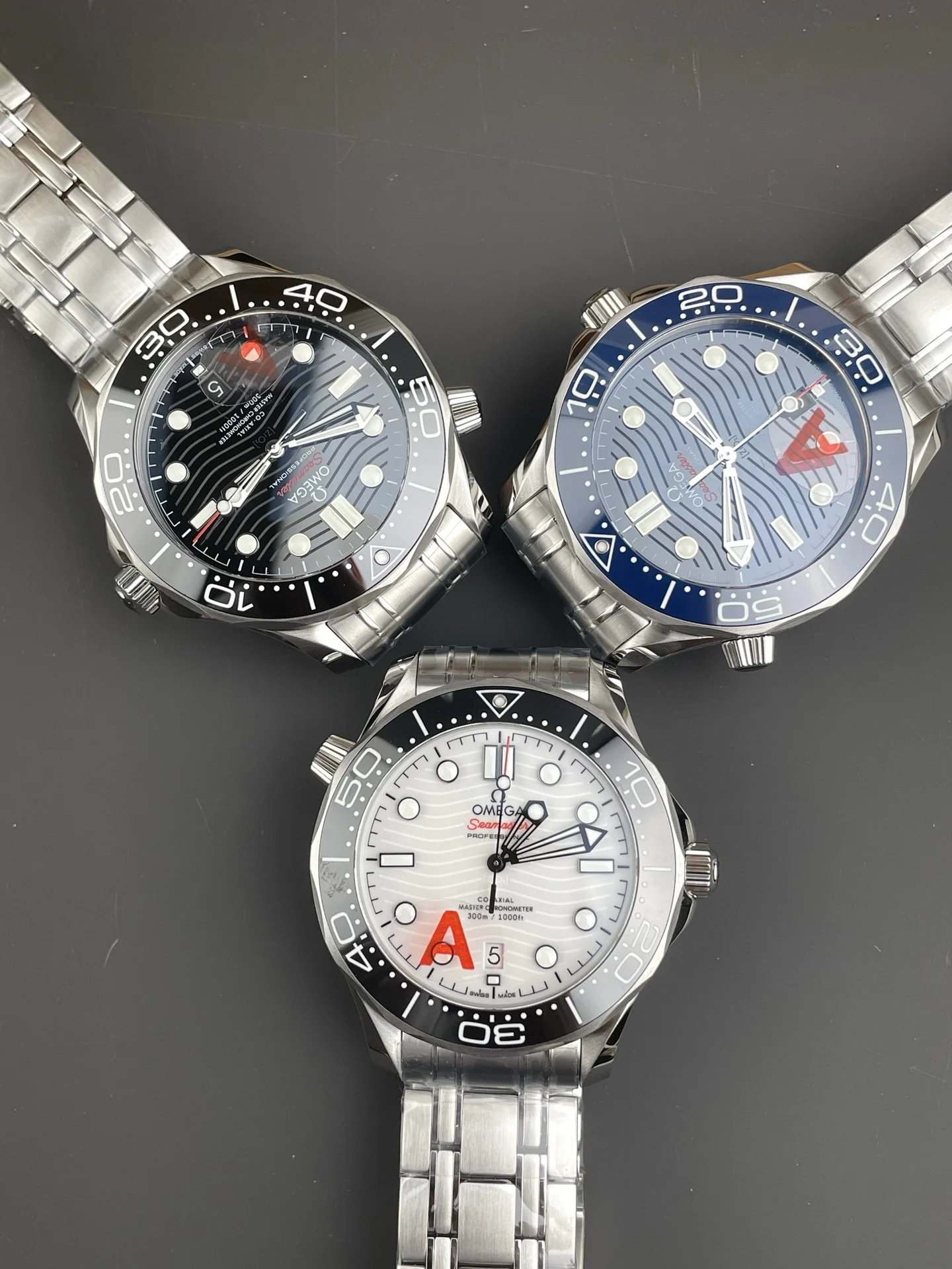 Omega Seamaster 300 Blue Dial — photographed off the sweep