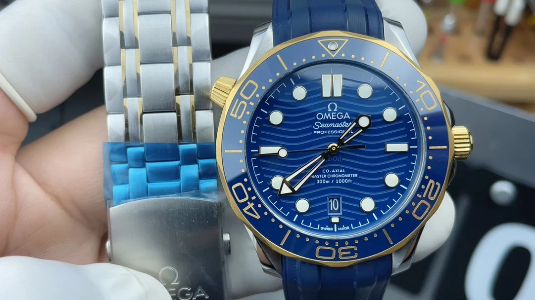Omega Seamaster 300 Blue Dial — photographed off the sweep