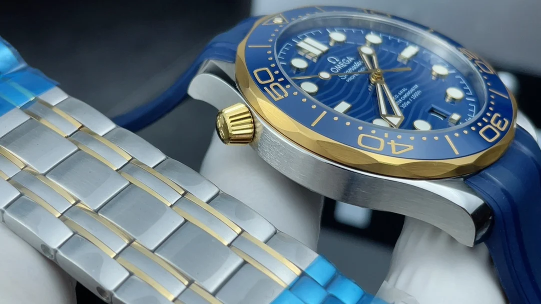 Omega Seamaster 300 Blue Dial — photographed off the sweep