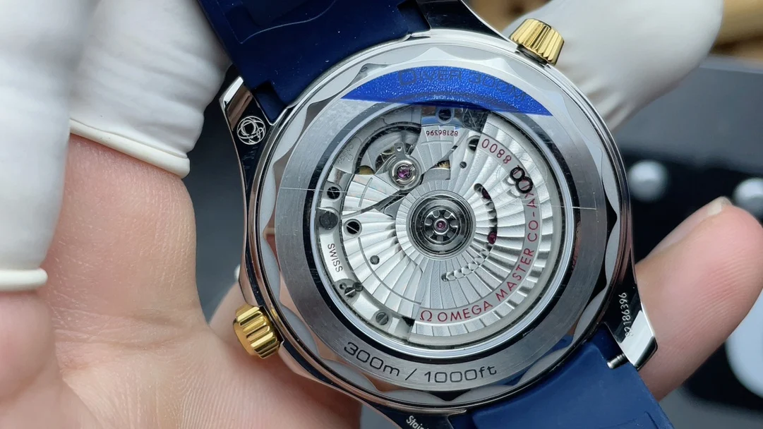 Omega Seamaster 300 Blue Dial — photographed off the sweep