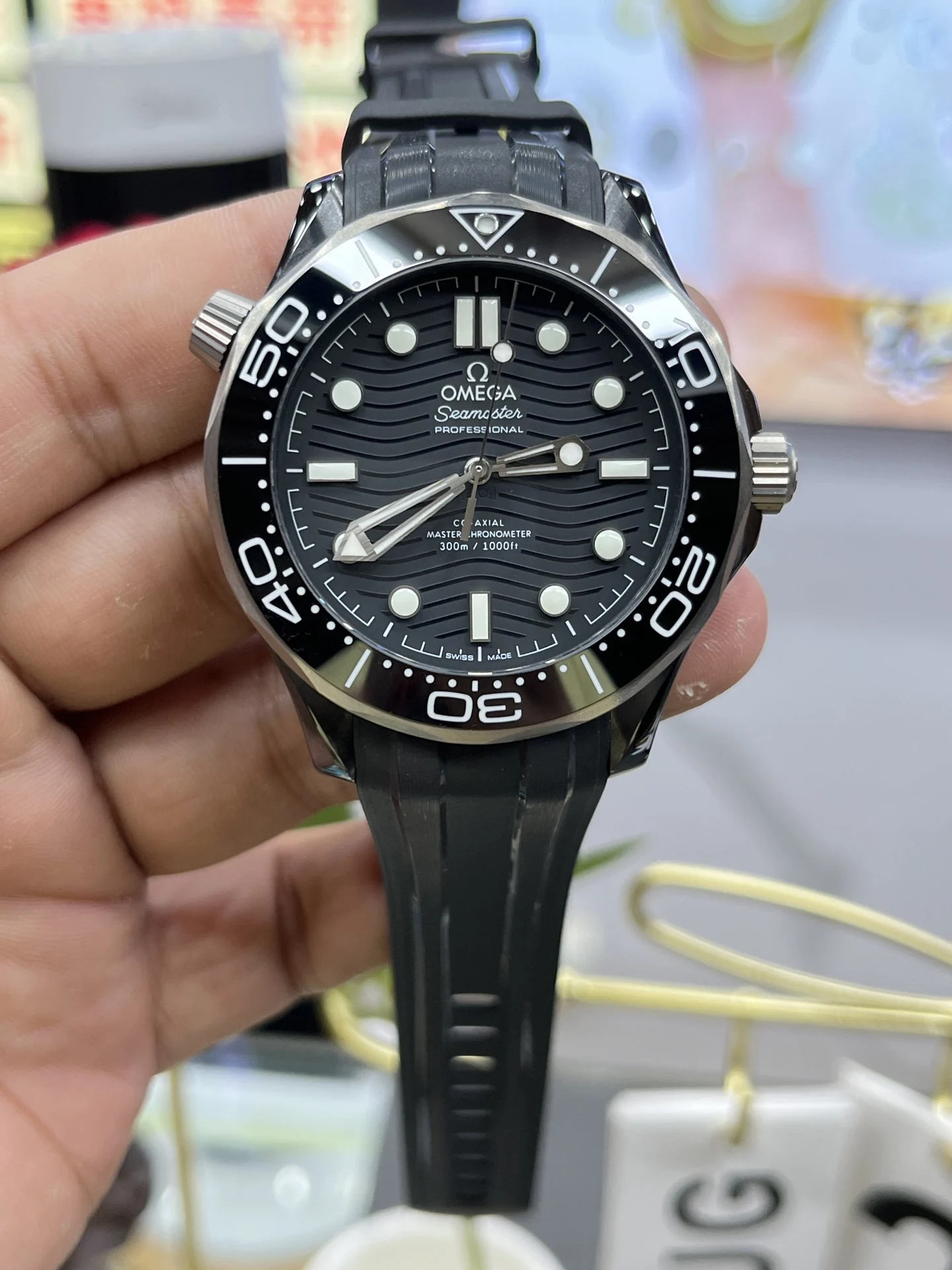 Omega Seamaster 300 Ceramic — photographed off the sweep