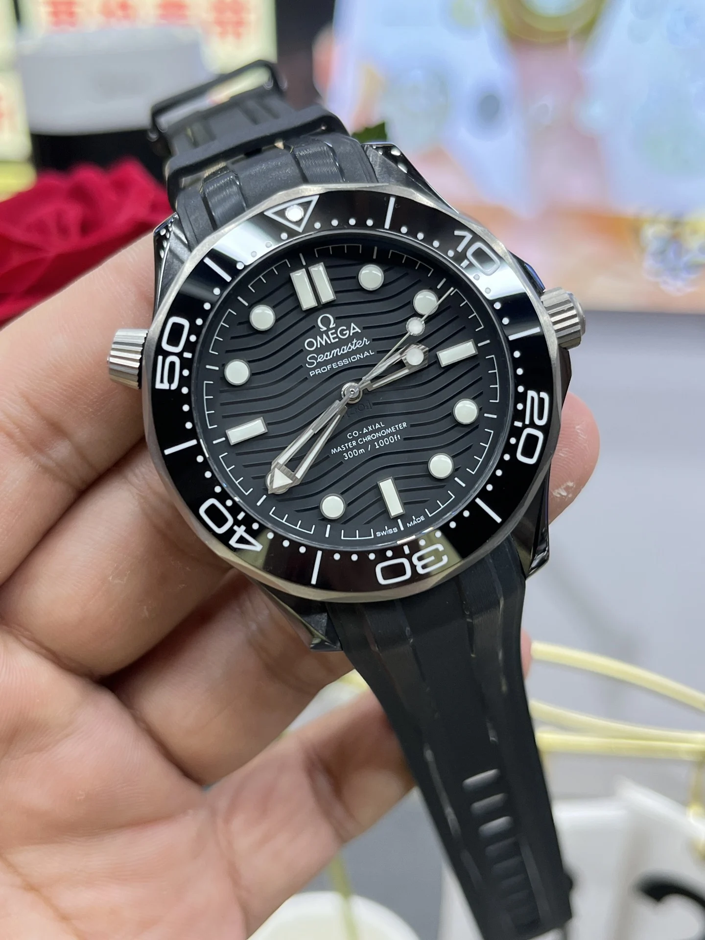 Omega Seamaster 300 Ceramic — photographed off the sweep