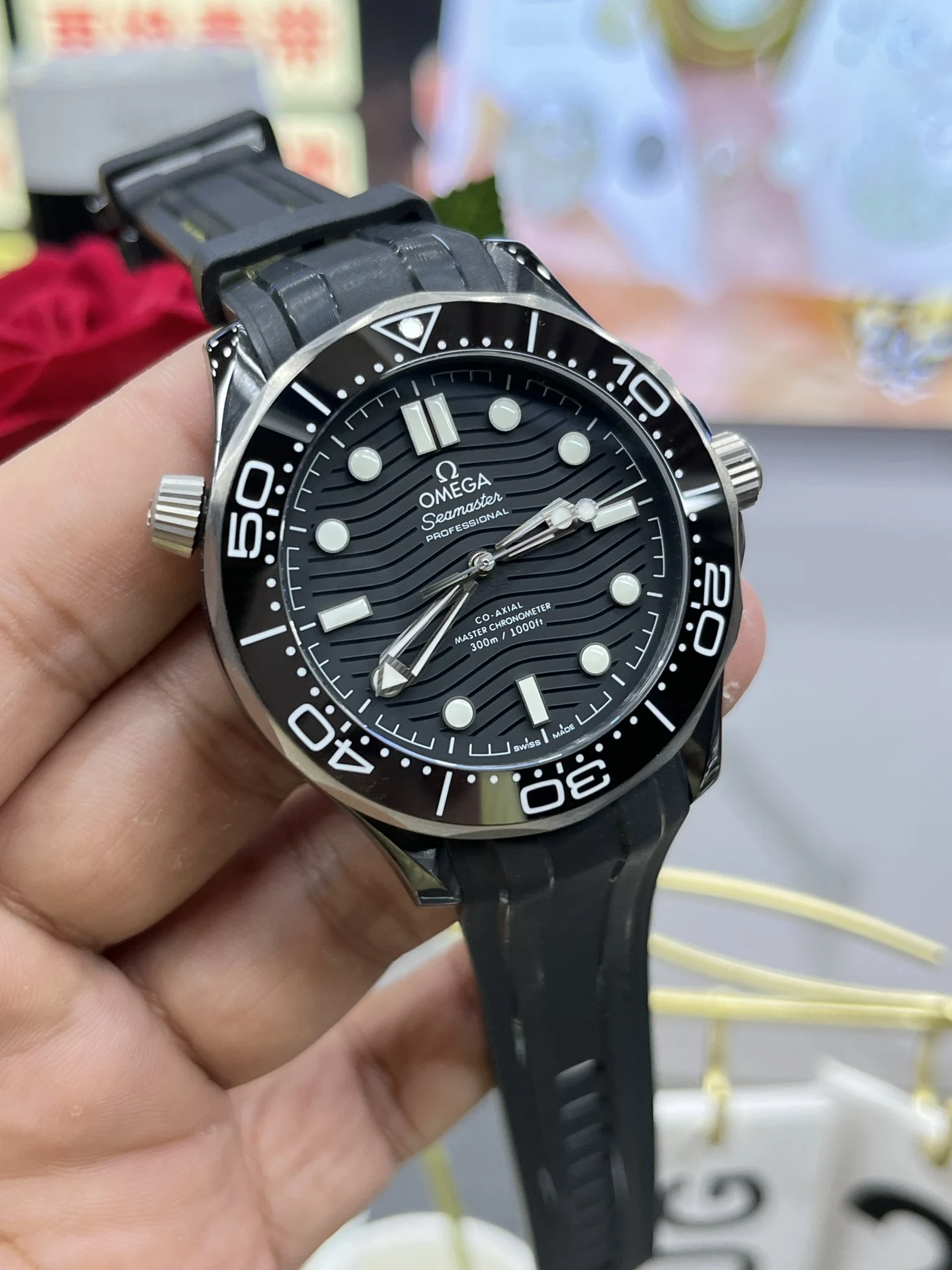 Omega Seamaster 300 Ceramic — photographed off the sweep