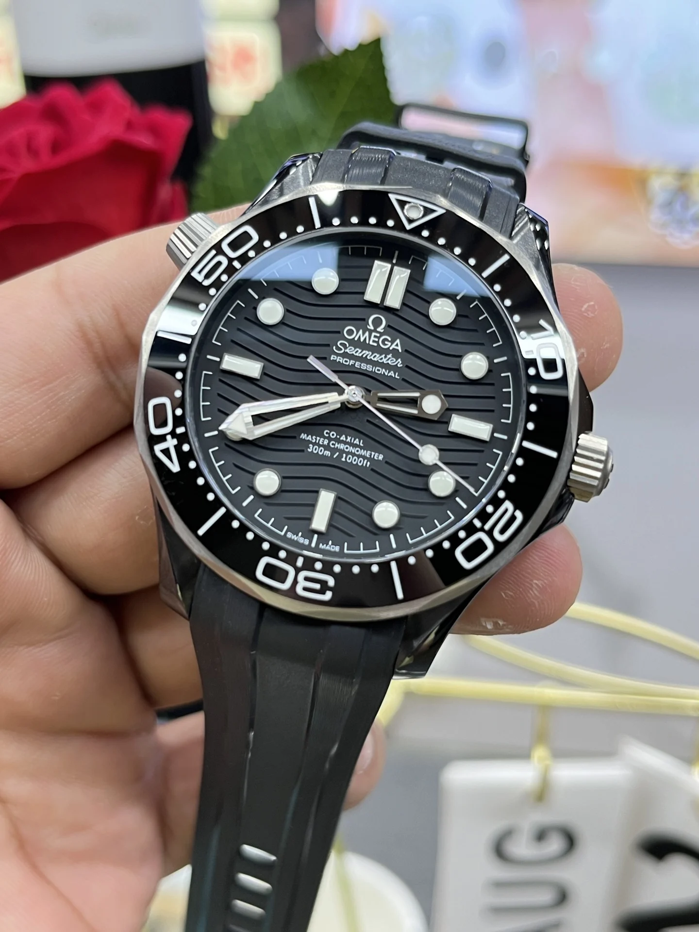 Omega Seamaster 300 Ceramic — photographed off the sweep