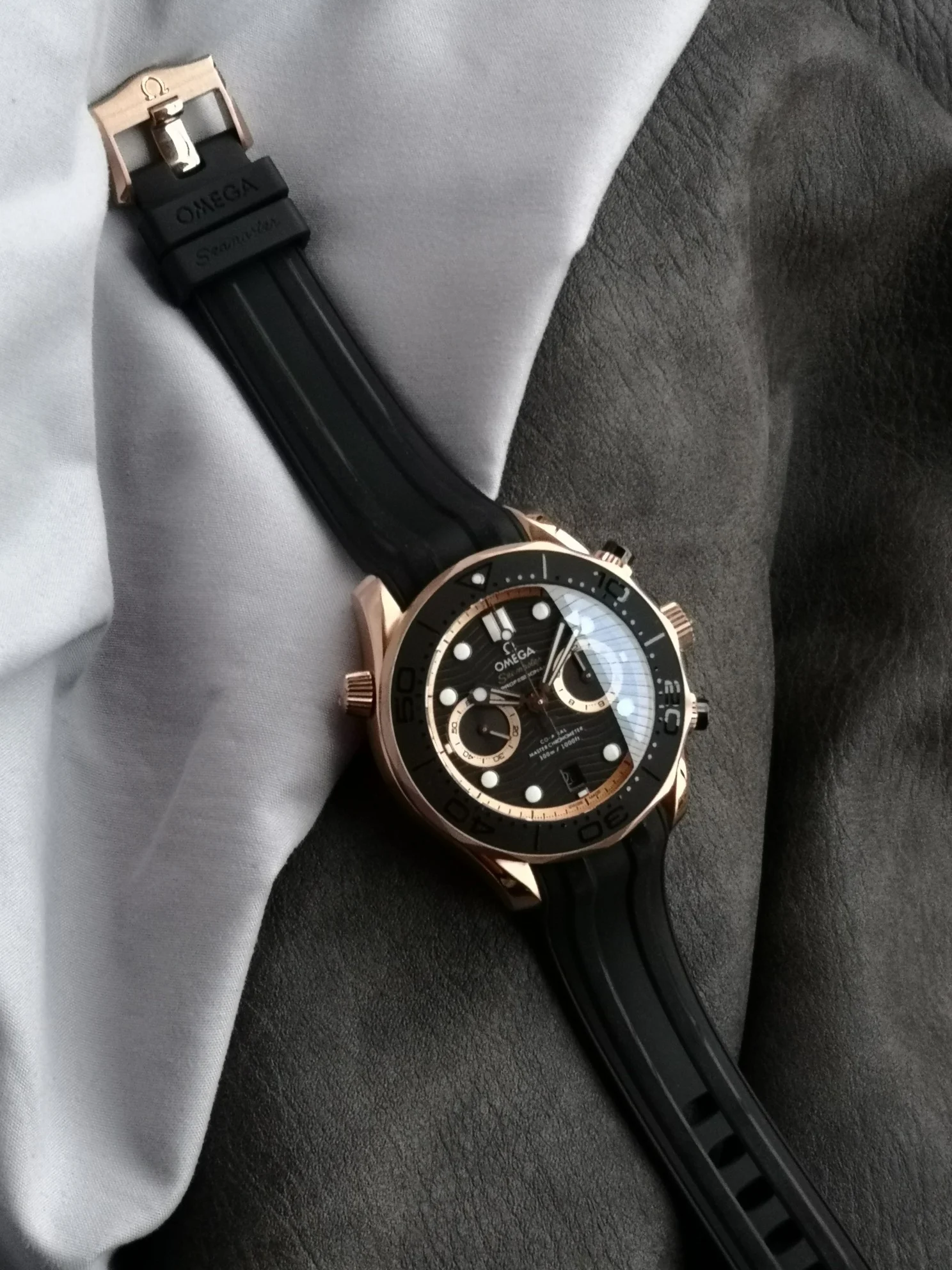 Omega Seamaster 300 Ceramic White Dial — photographed off the sweep