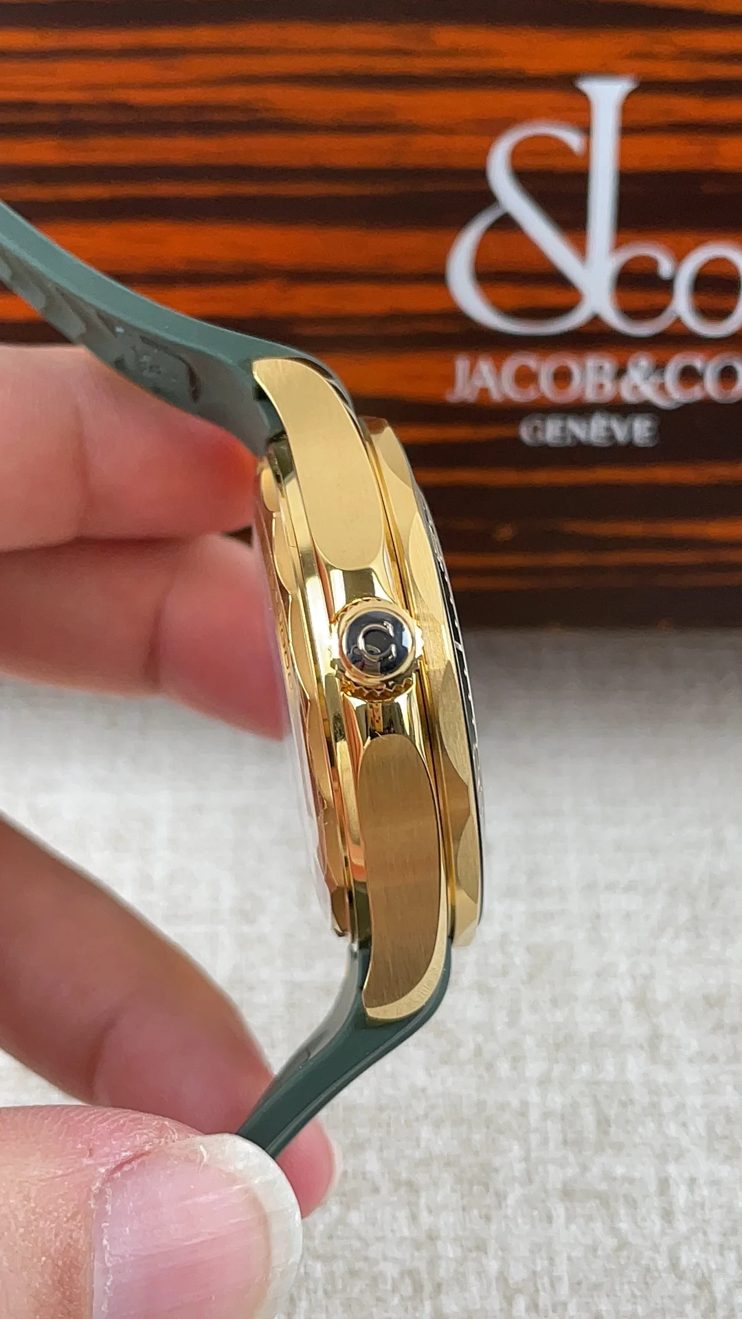 Omega Seamaster 300 Green Dial — photographed off the sweep