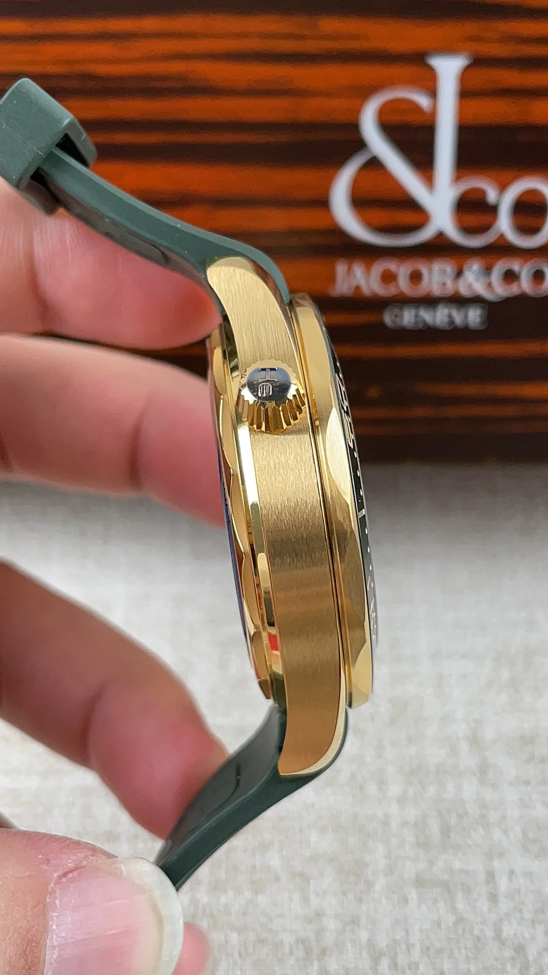 Omega Seamaster 300 Green Dial — photographed off the sweep