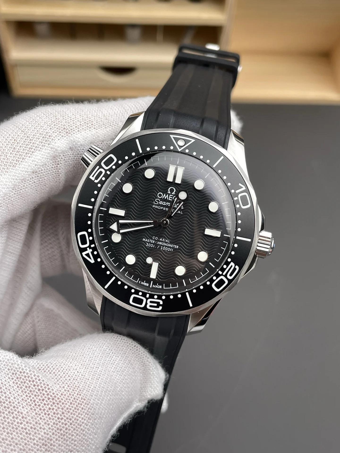 Omega Seamaster 300 James Bond 007 42mm — photographed off the sweep