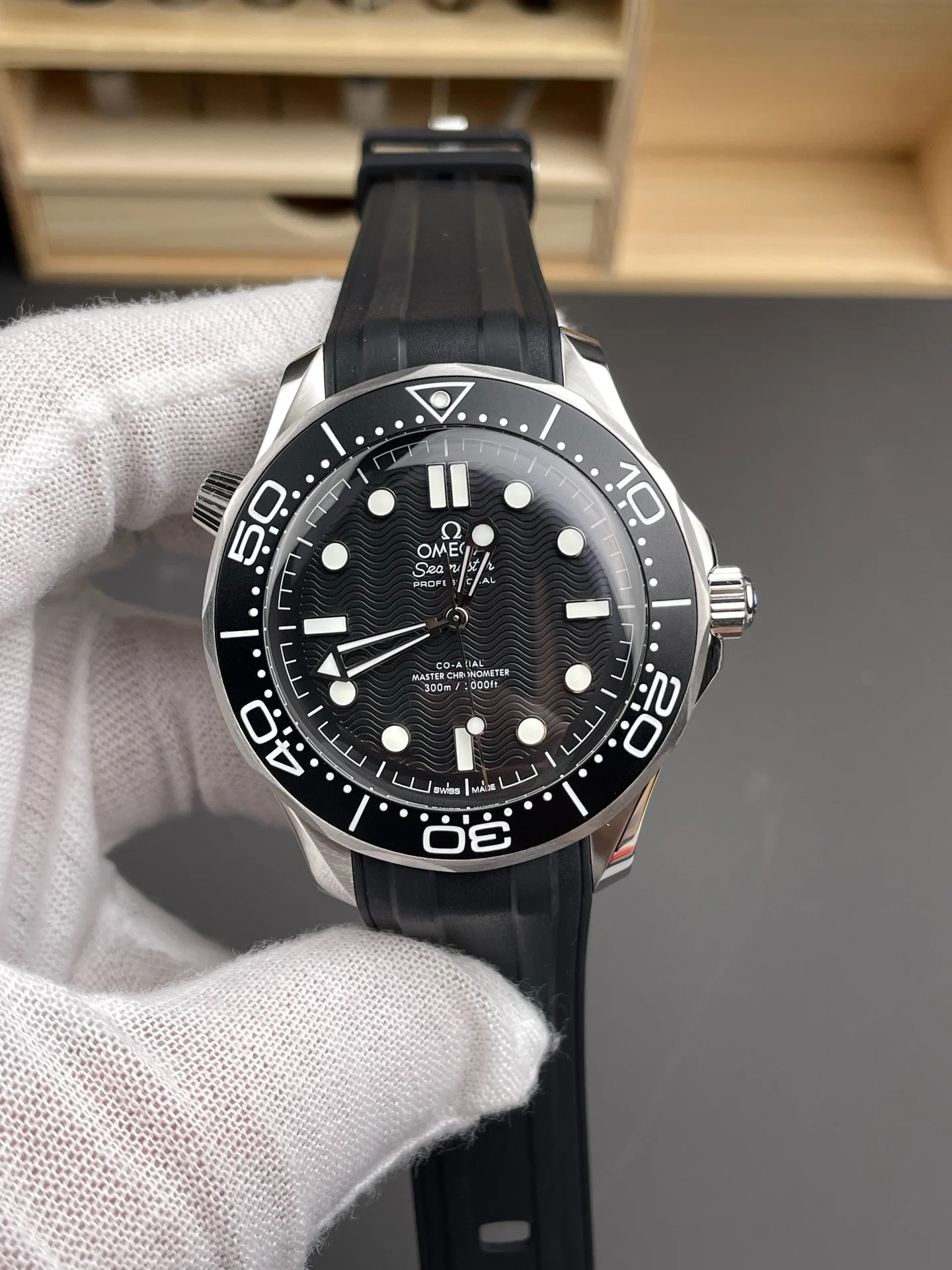 Omega Seamaster 300 James Bond 007 42mm — photographed off the sweep