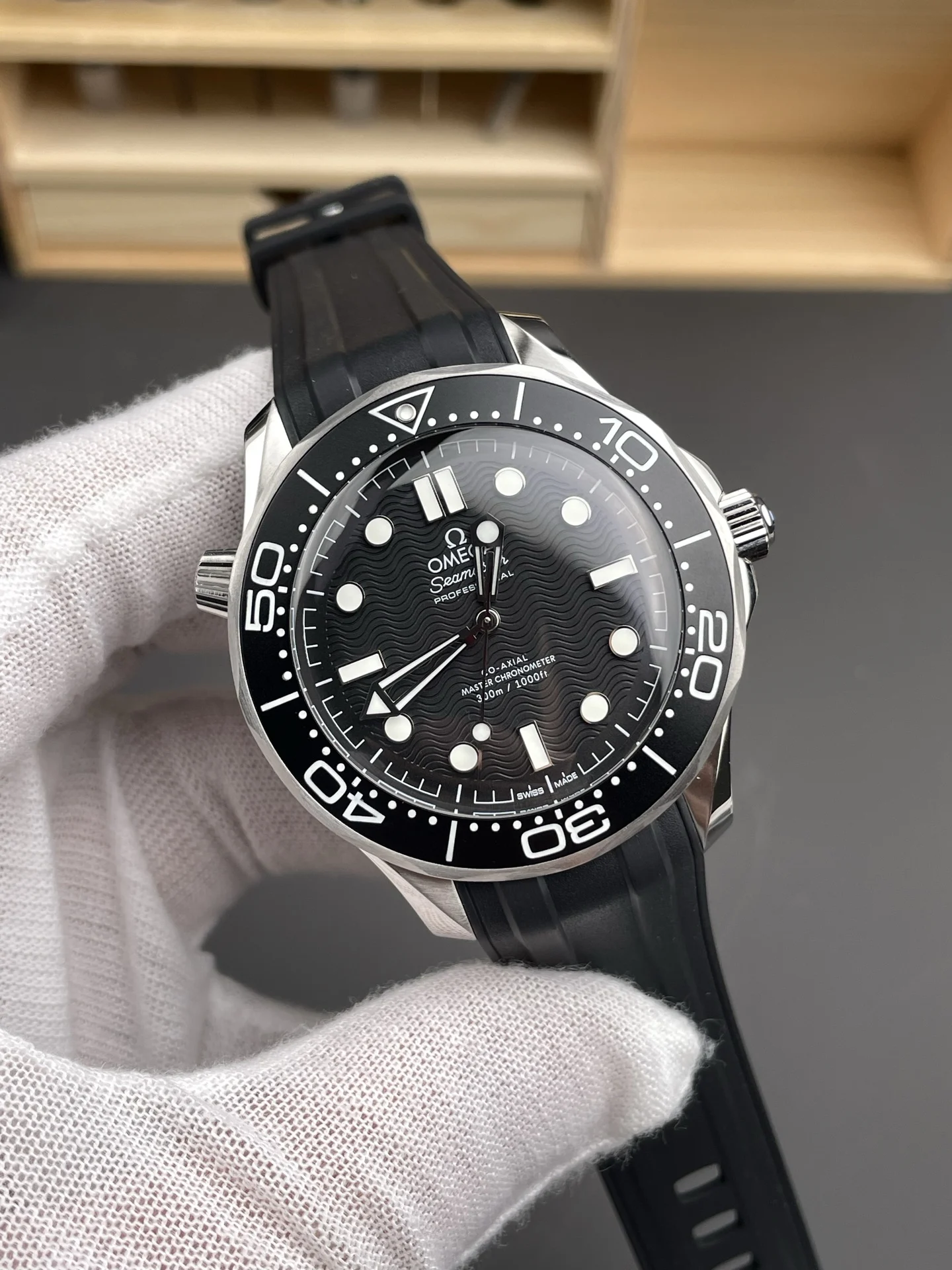 Omega Seamaster 300 James Bond 007 42mm — photographed off the sweep