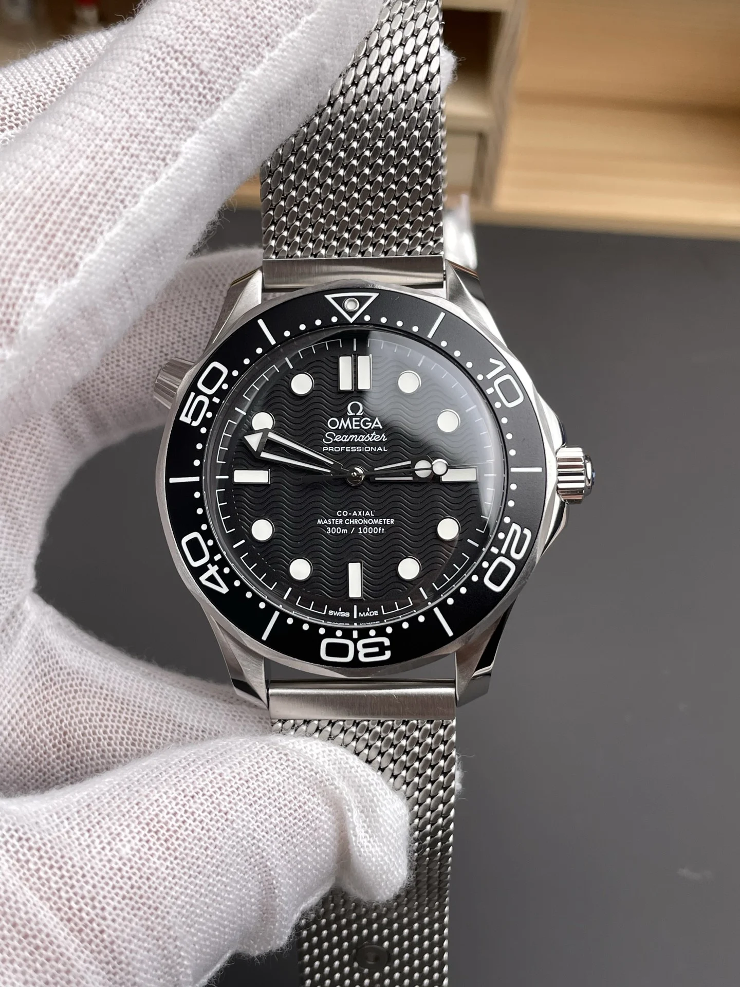 Omega Seamaster 300 James Bond 007 42mm — photographed off the sweep