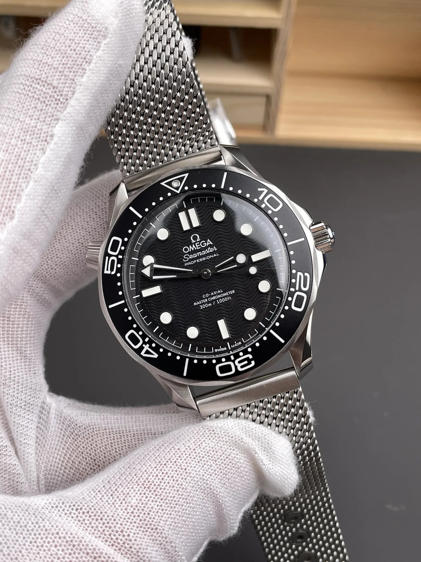 Omega Seamaster 300 James Bond 007 42mm — photographed off the sweep