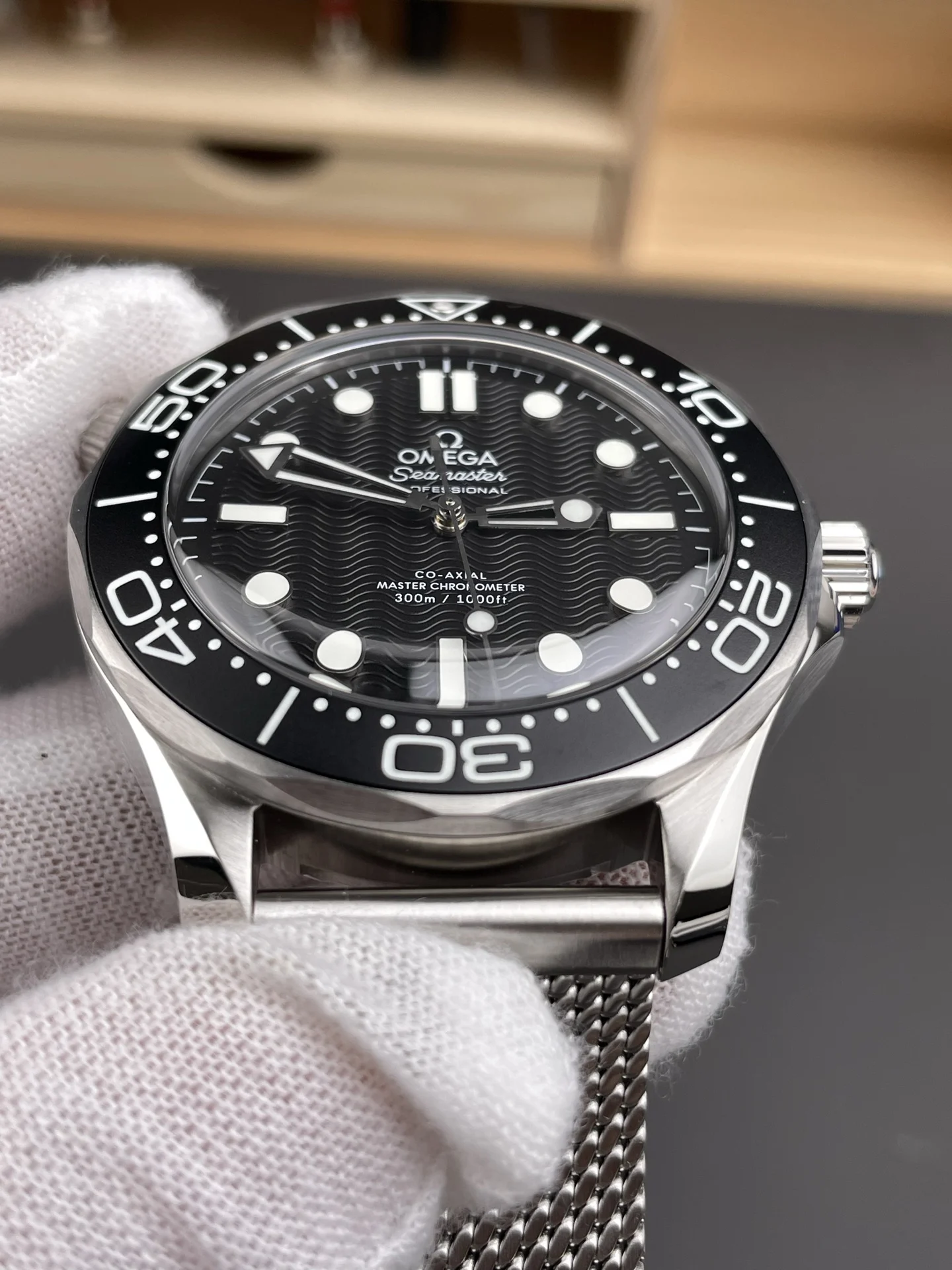 Omega Seamaster 300 James Bond 007 42mm — photographed off the sweep