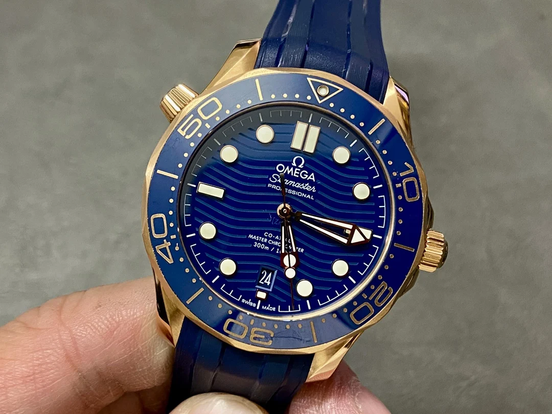 Omega Seamaster 300 Rose Gold 42mm — photographed off the sweep