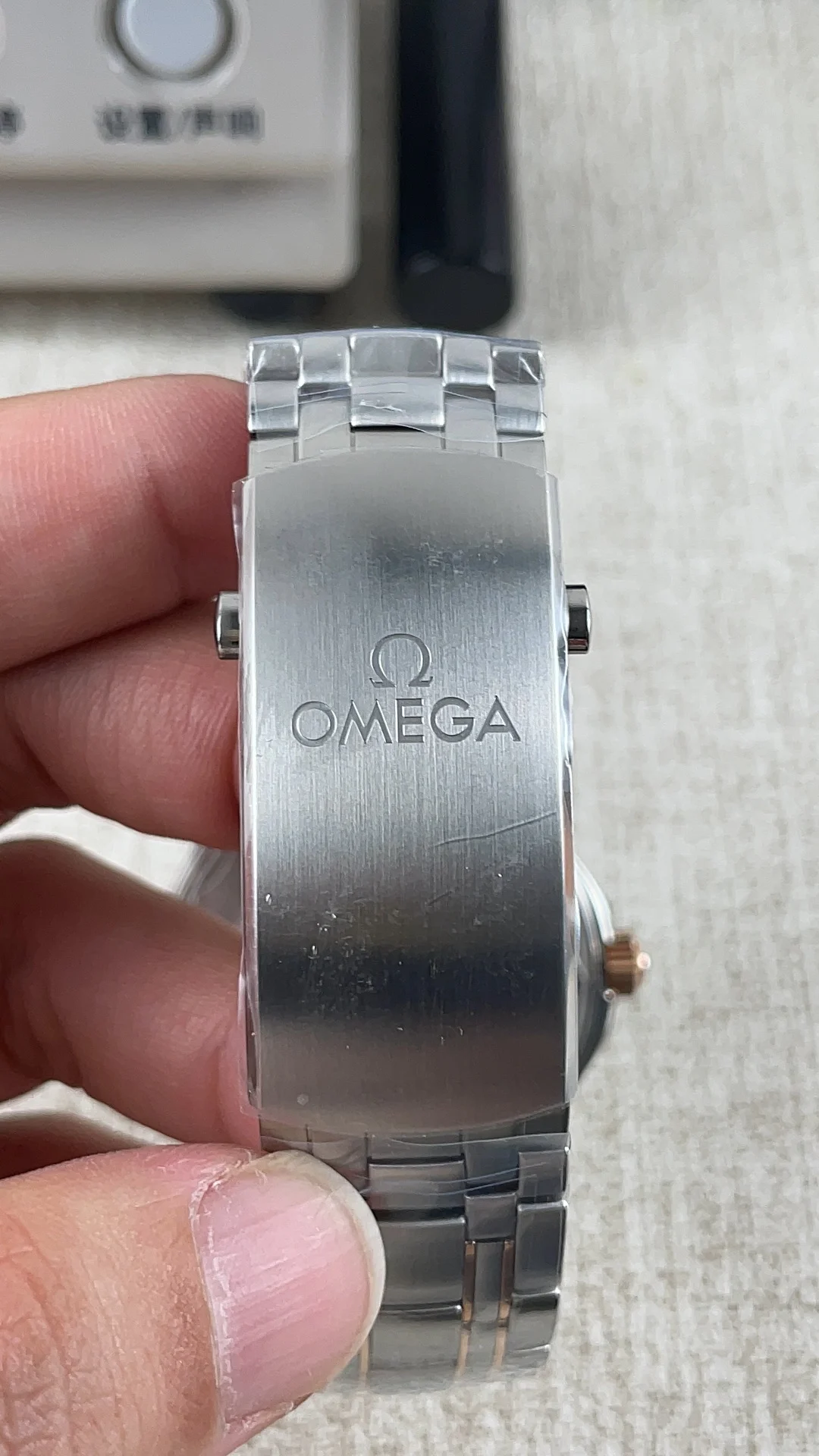 Omega Seamaster 300 Rose Gold — photographed off the sweep