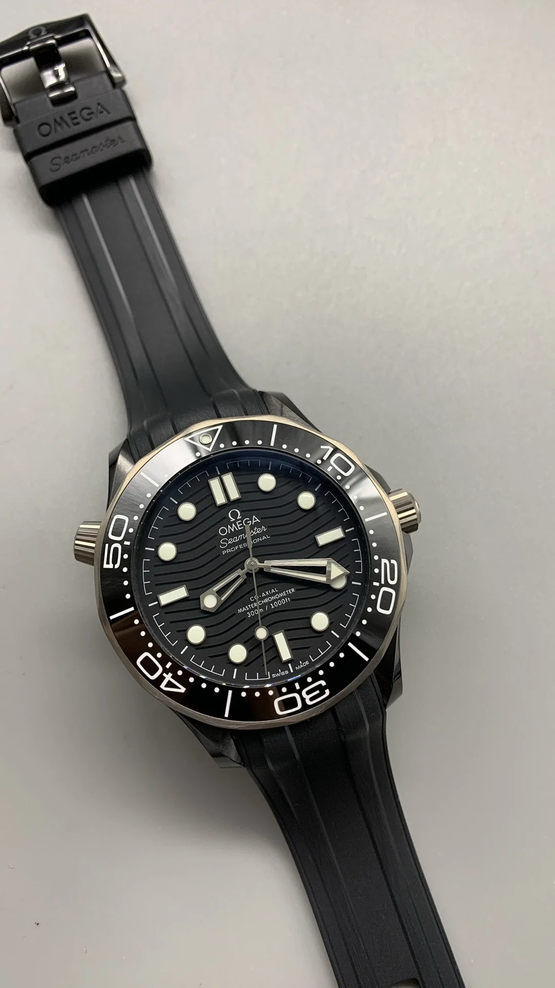 Omega Seamaster 300 Titanium 43.5mm — photographed off the sweep