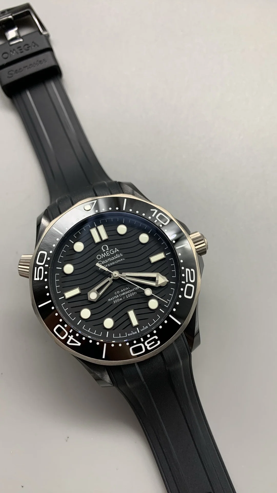 Omega Seamaster 300 Titanium 43.5mm — photographed off the sweep