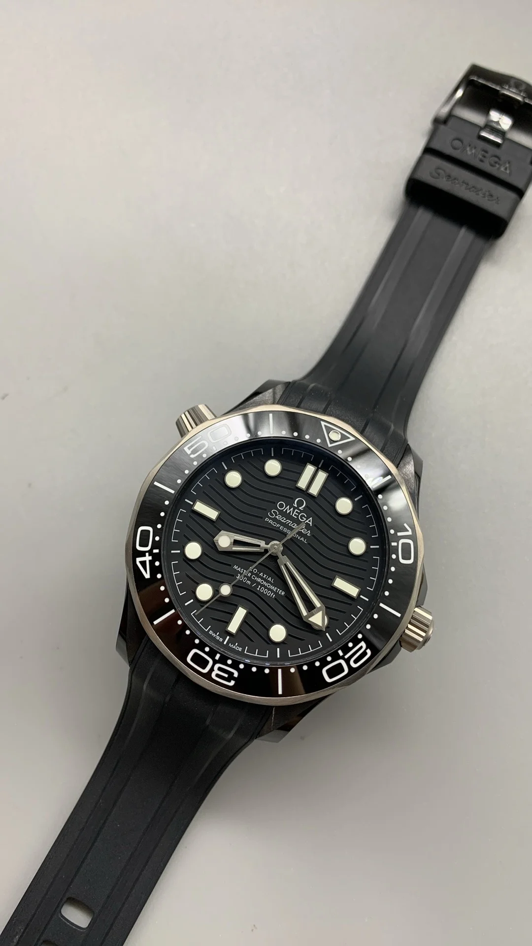 Omega Seamaster 300 Titanium 43.5mm — photographed off the sweep