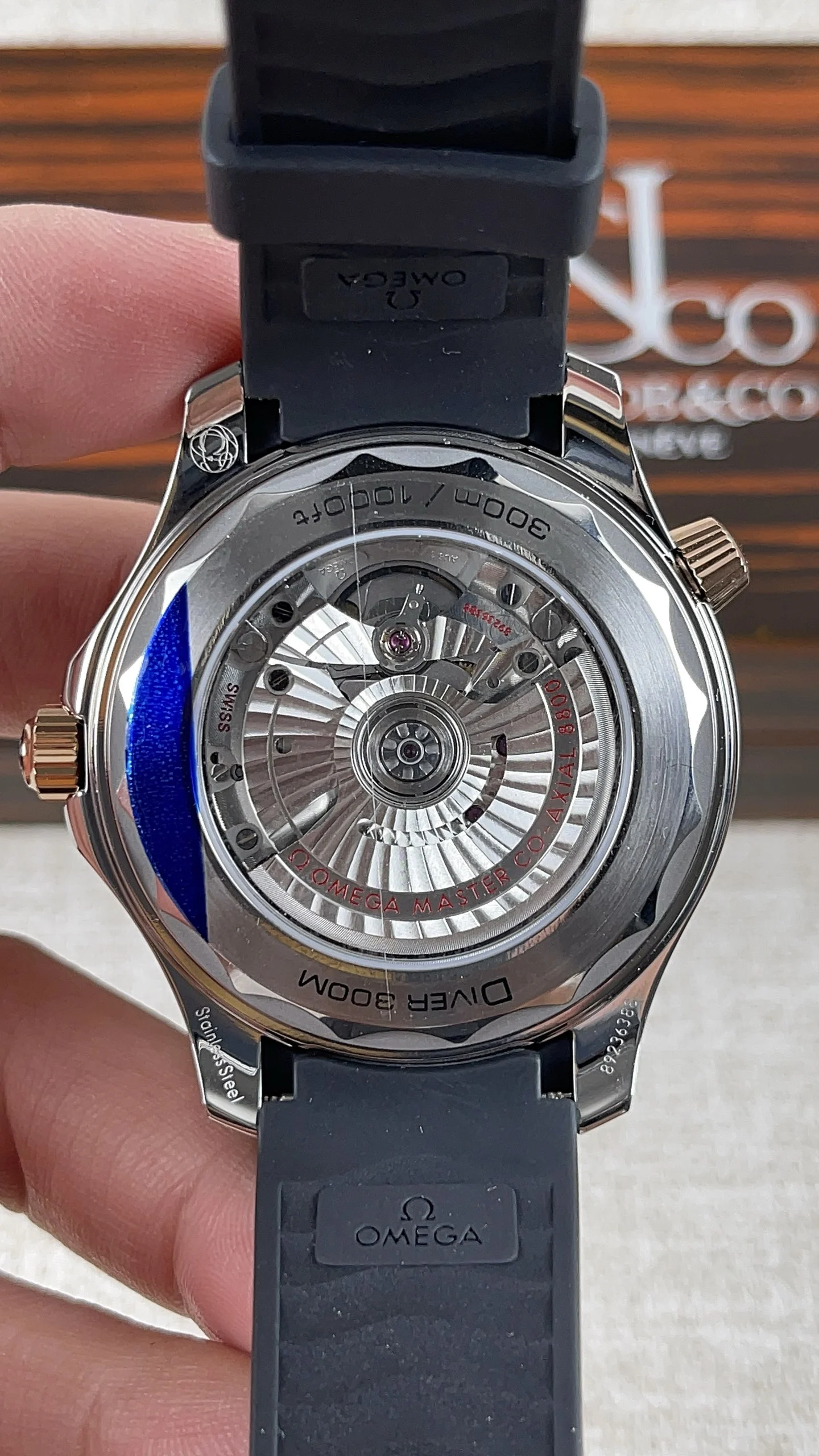 Omega Seamaster 300 Two-Tone — photographed off the sweep