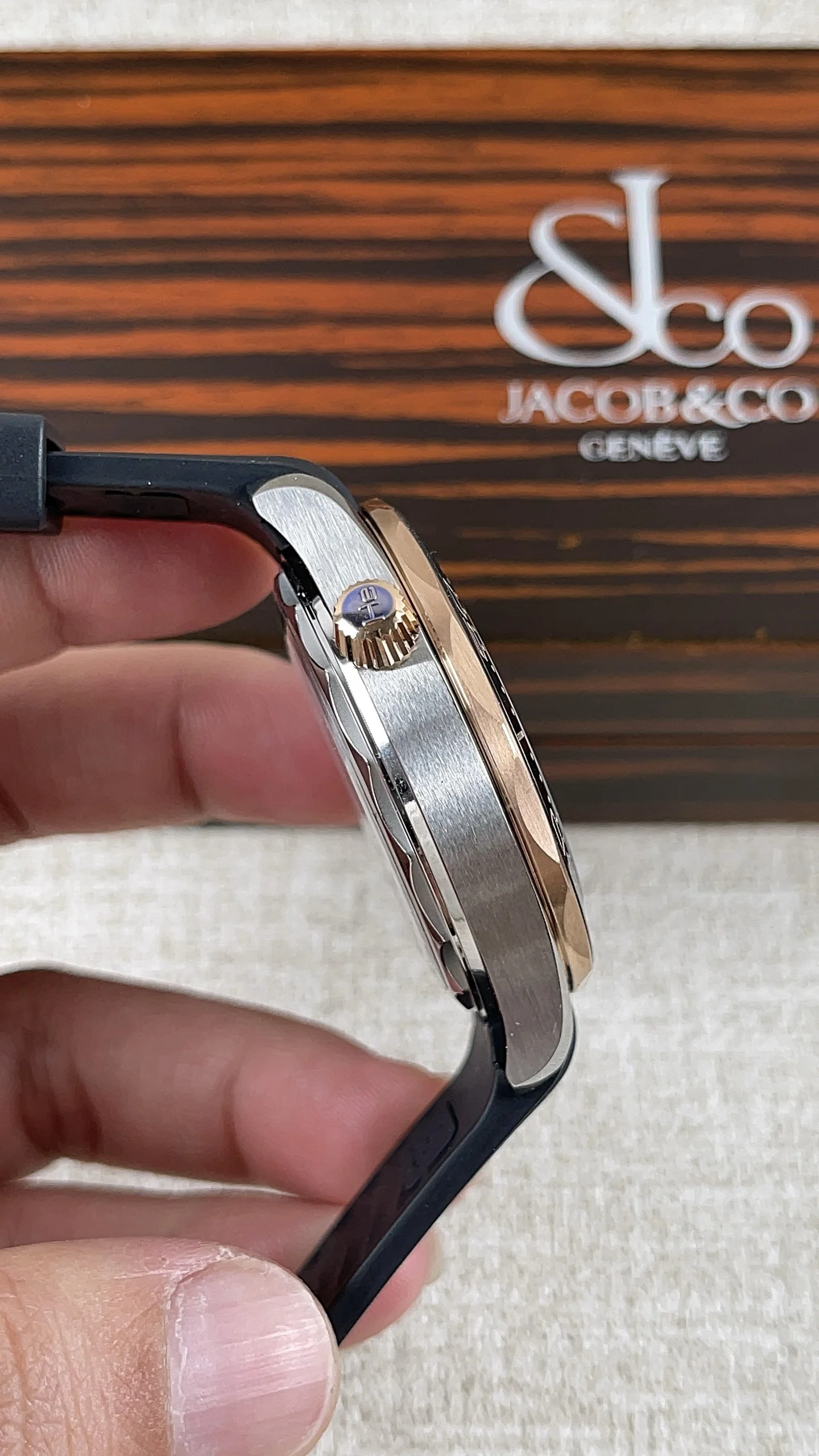 Omega Seamaster 300 Two-Tone — photographed off the sweep