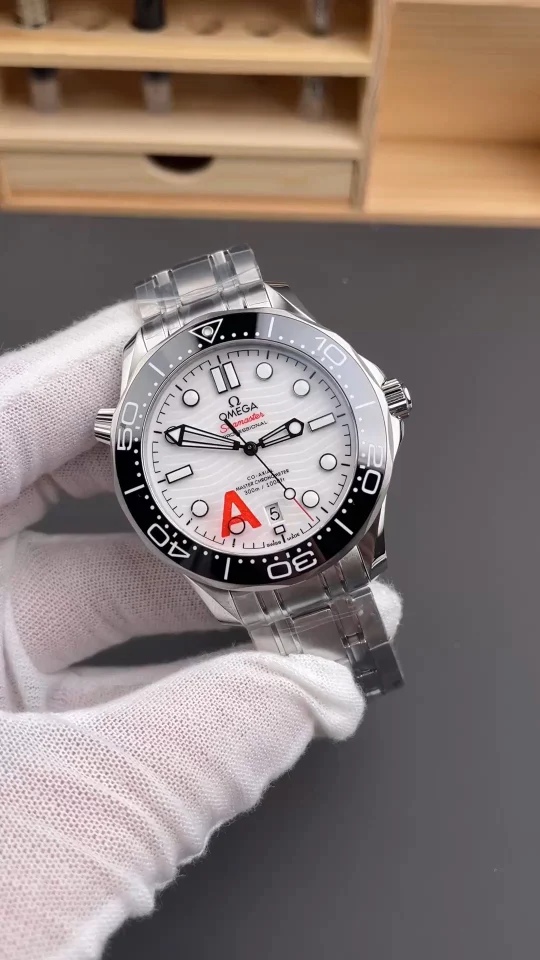 Omega Seamaster 300 White Dial 42mm — photographed off the sweep