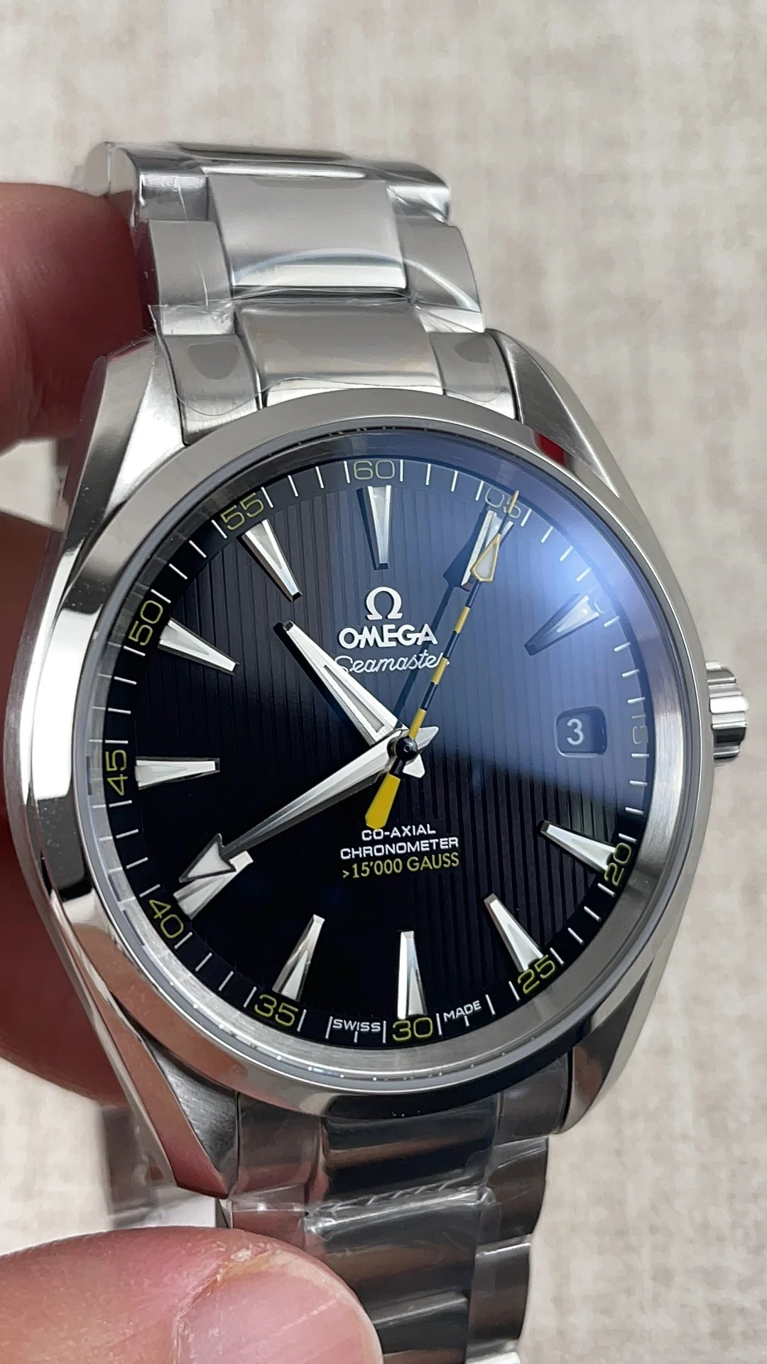 Omega Seamaster Aqua Terra — photographed off the sweep
