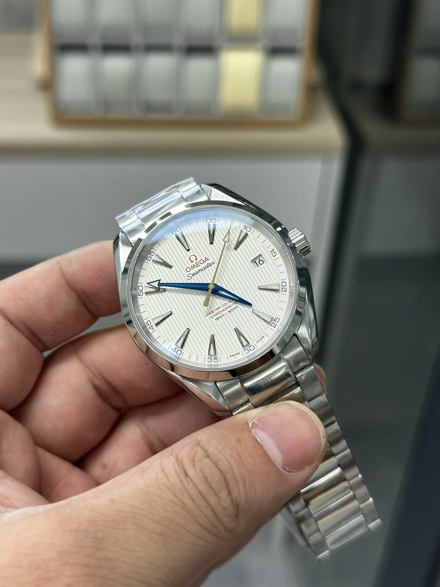 Omega Seamaster Aqua Terra — photographed off the sweep