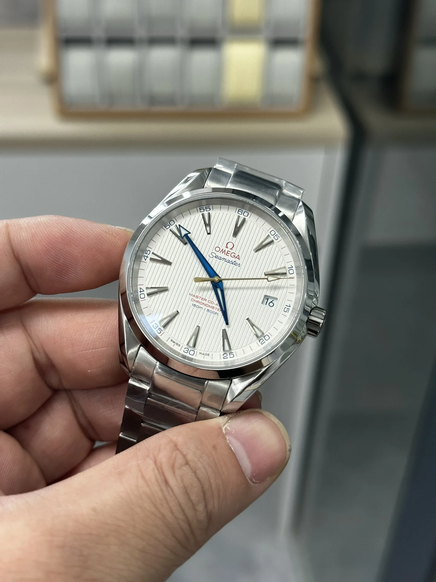 Omega Seamaster Aqua Terra — photographed off the sweep