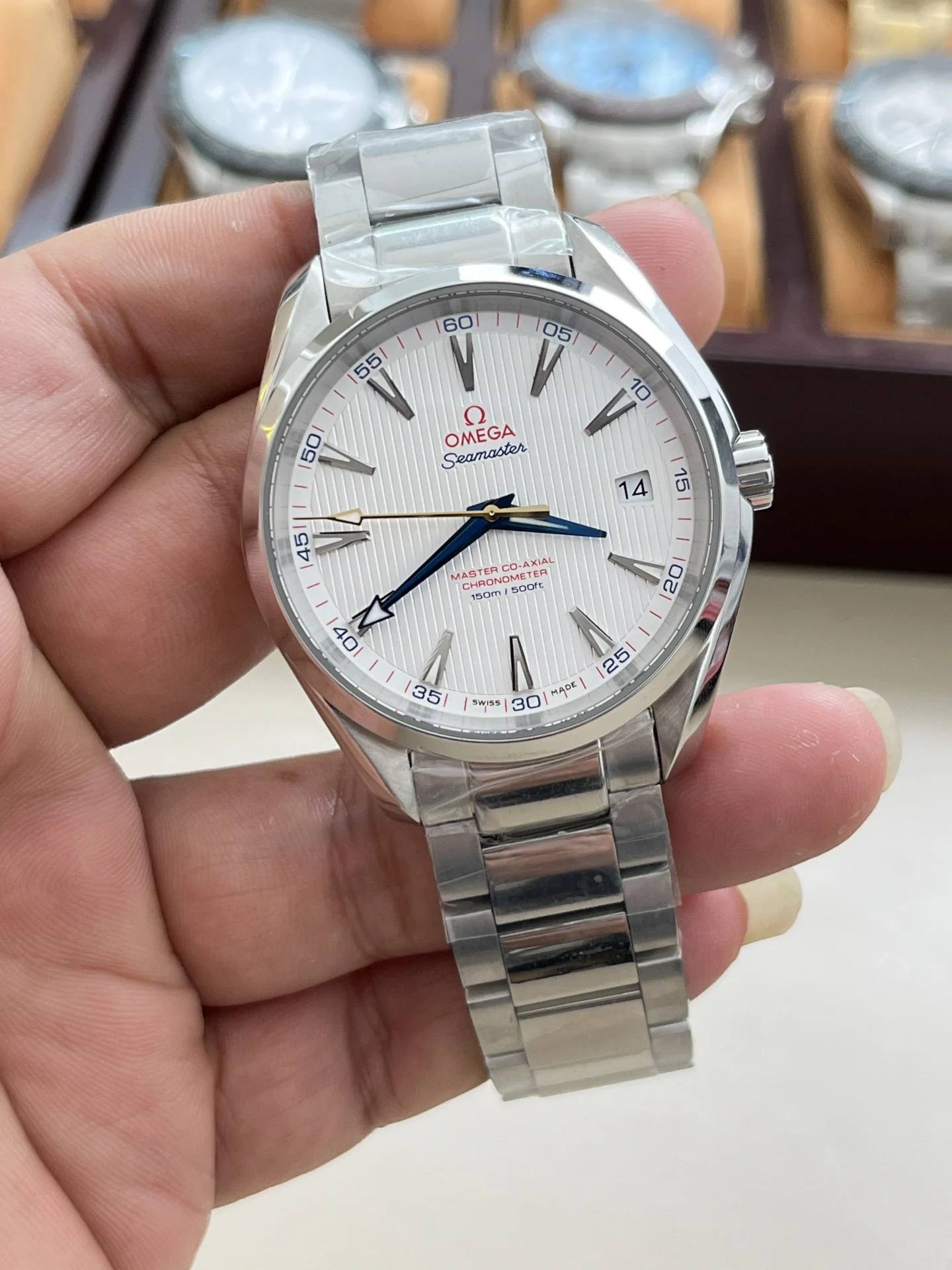 Omega Seamaster Aqua Terra 41.5mm — photographed off the sweep